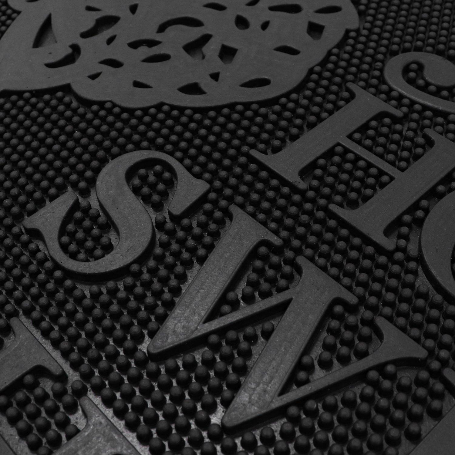 Black - JVL - Home Sweet Home Rubber Scraper Doormat - 3