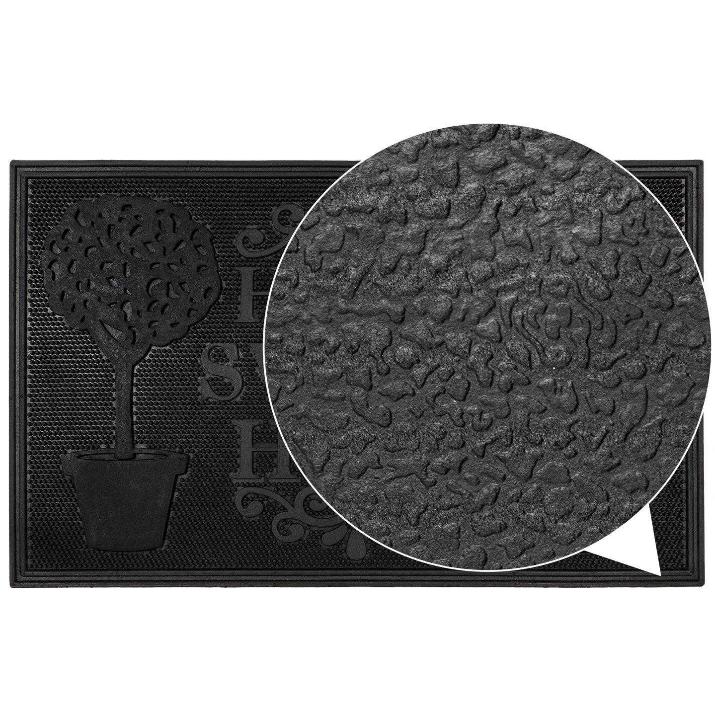 Black - JVL - Home Sweet Home Rubber Scraper Doormat - 5