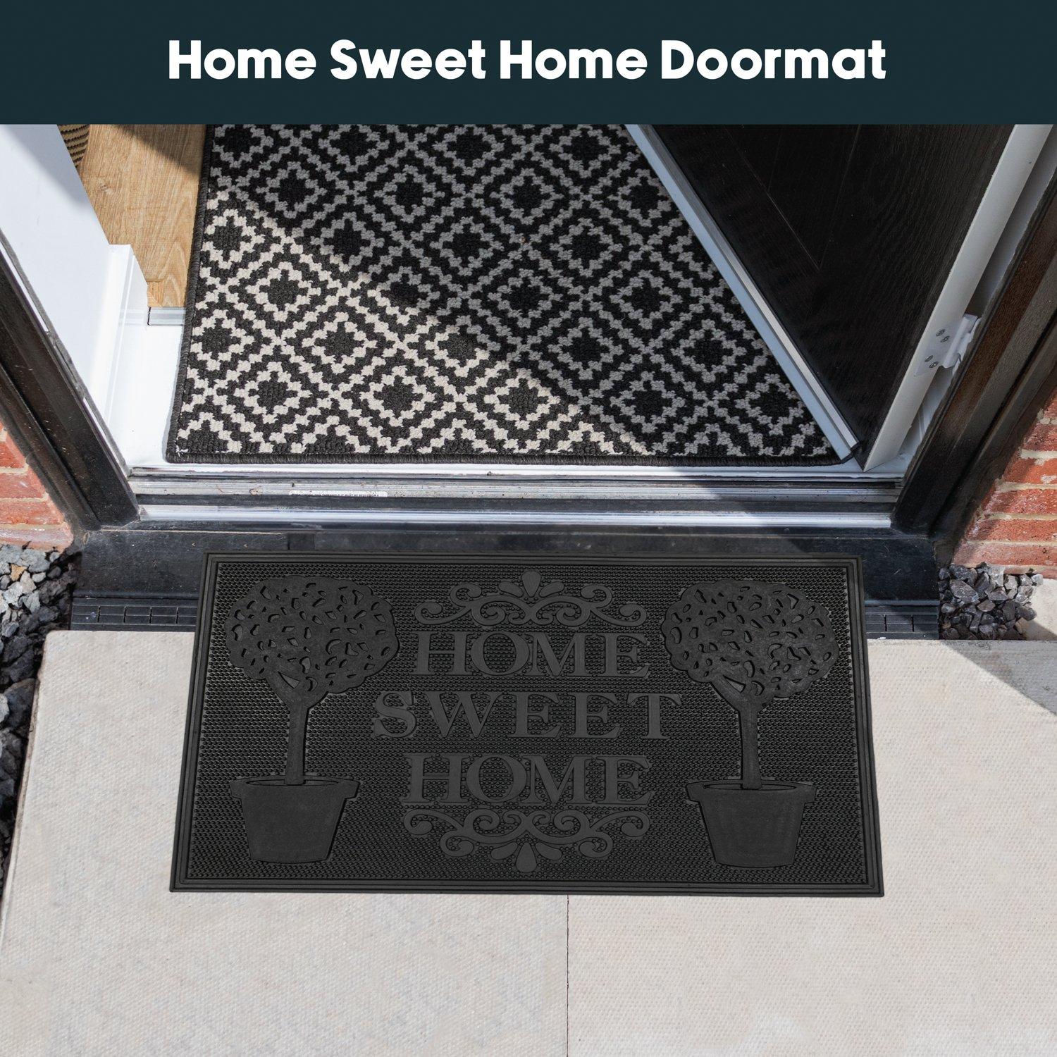 Black - JVL - Home Sweet Home Rubber Scraper Doormat - 6