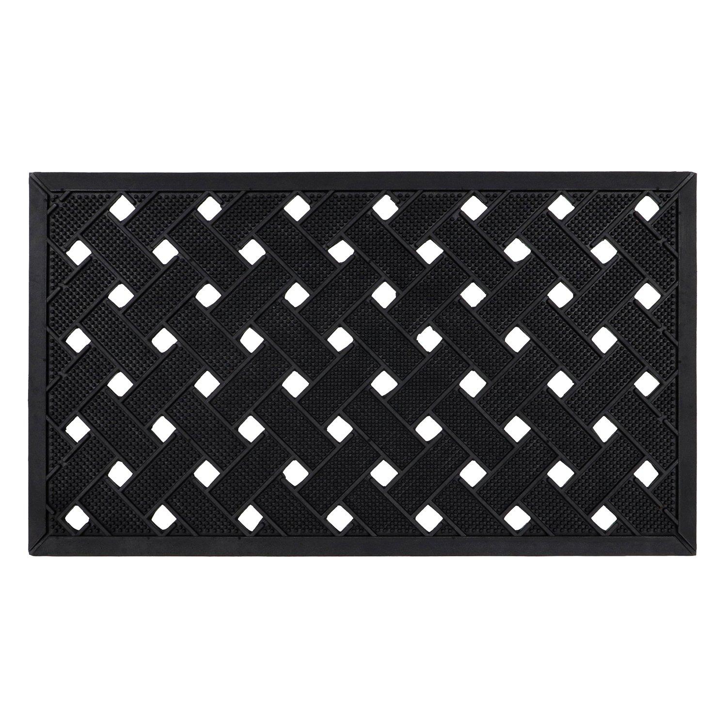 Black - JVL - Lattice Rubber Scraper Doormat - 1