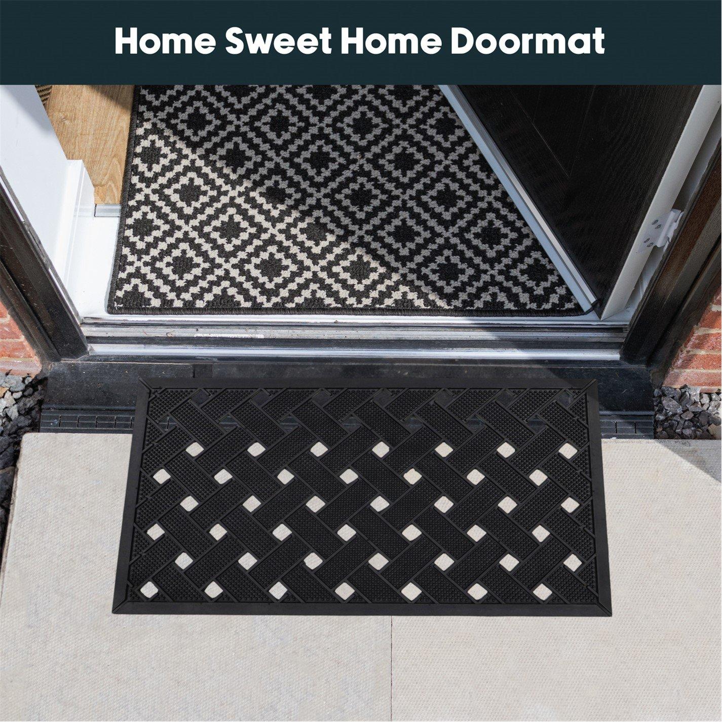 Black - JVL - Lattice Rubber Scraper Doormat - 1