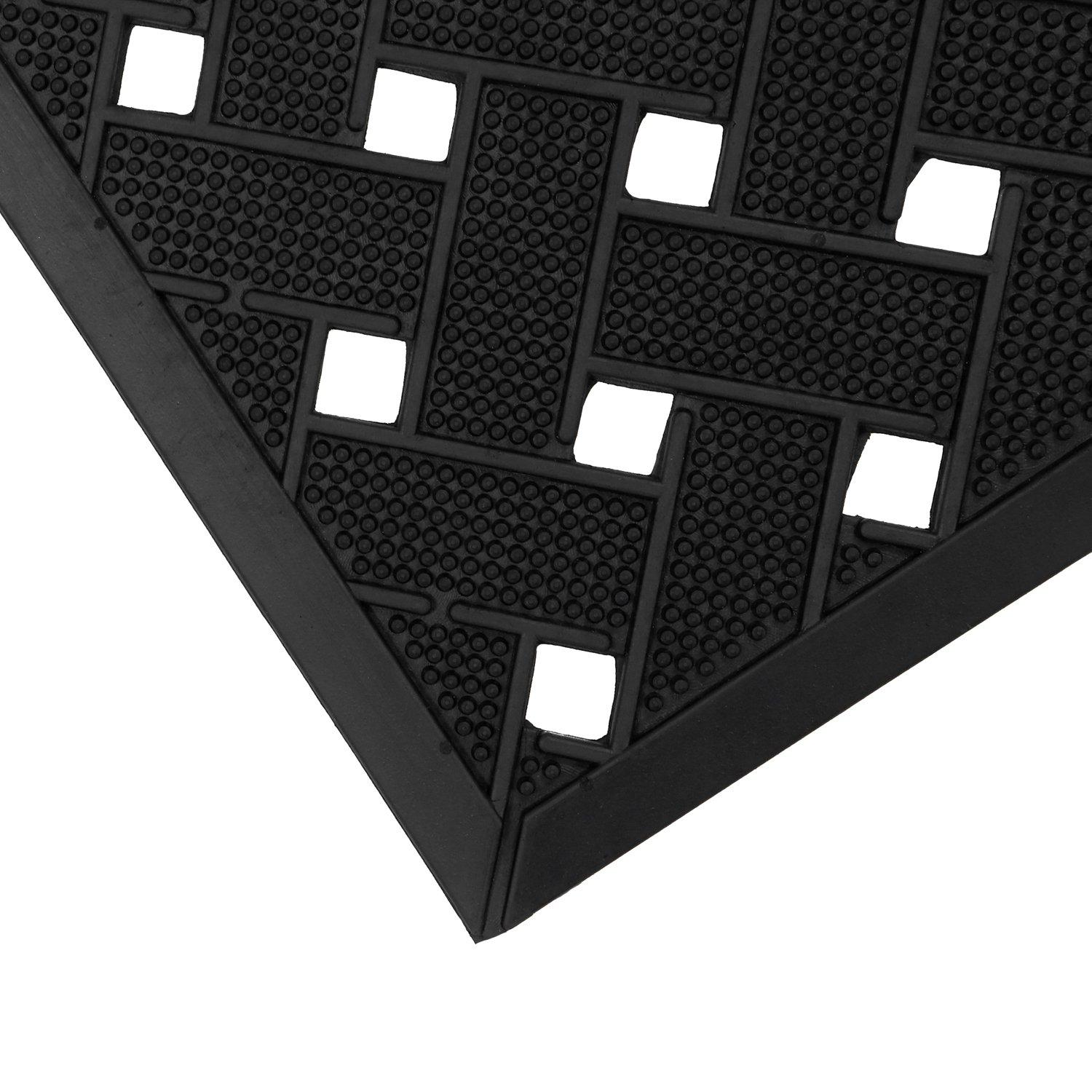Black - JVL - Lattice Rubber Scraper Doormat - 2
