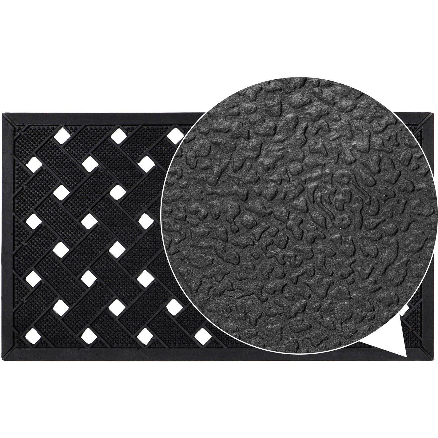 Black - JVL - Lattice Rubber Scraper Doormat - 6