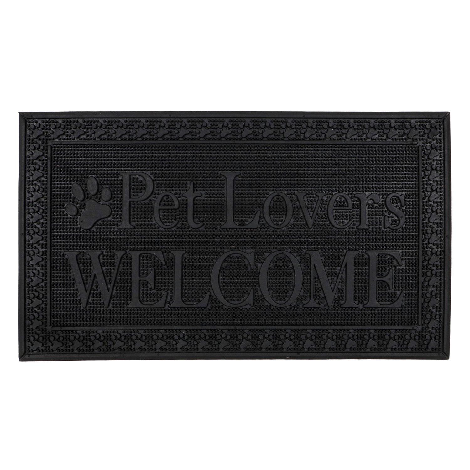Black - JVL - Fauna Lovers Rubber Scraper Doormat - 1