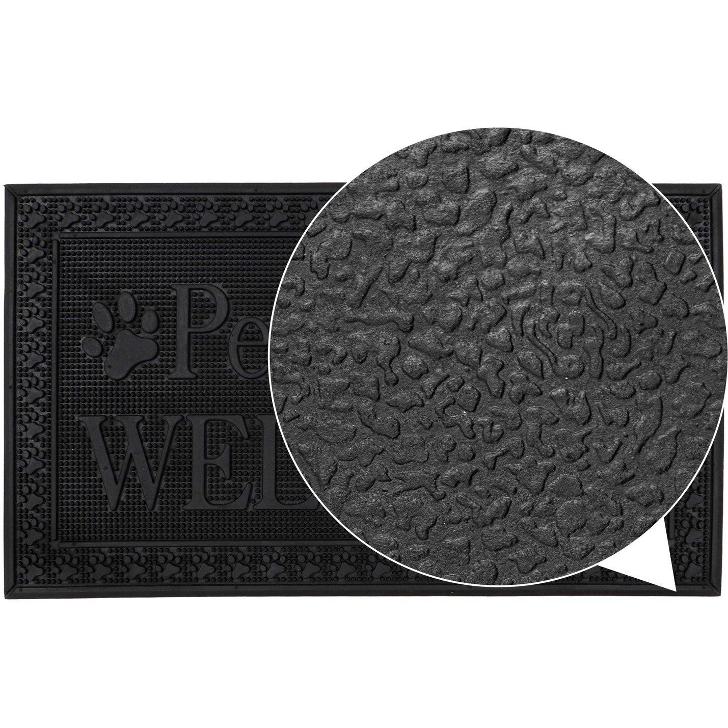 Black - JVL - Fauna Lovers Rubber Scraper Doormat - 6