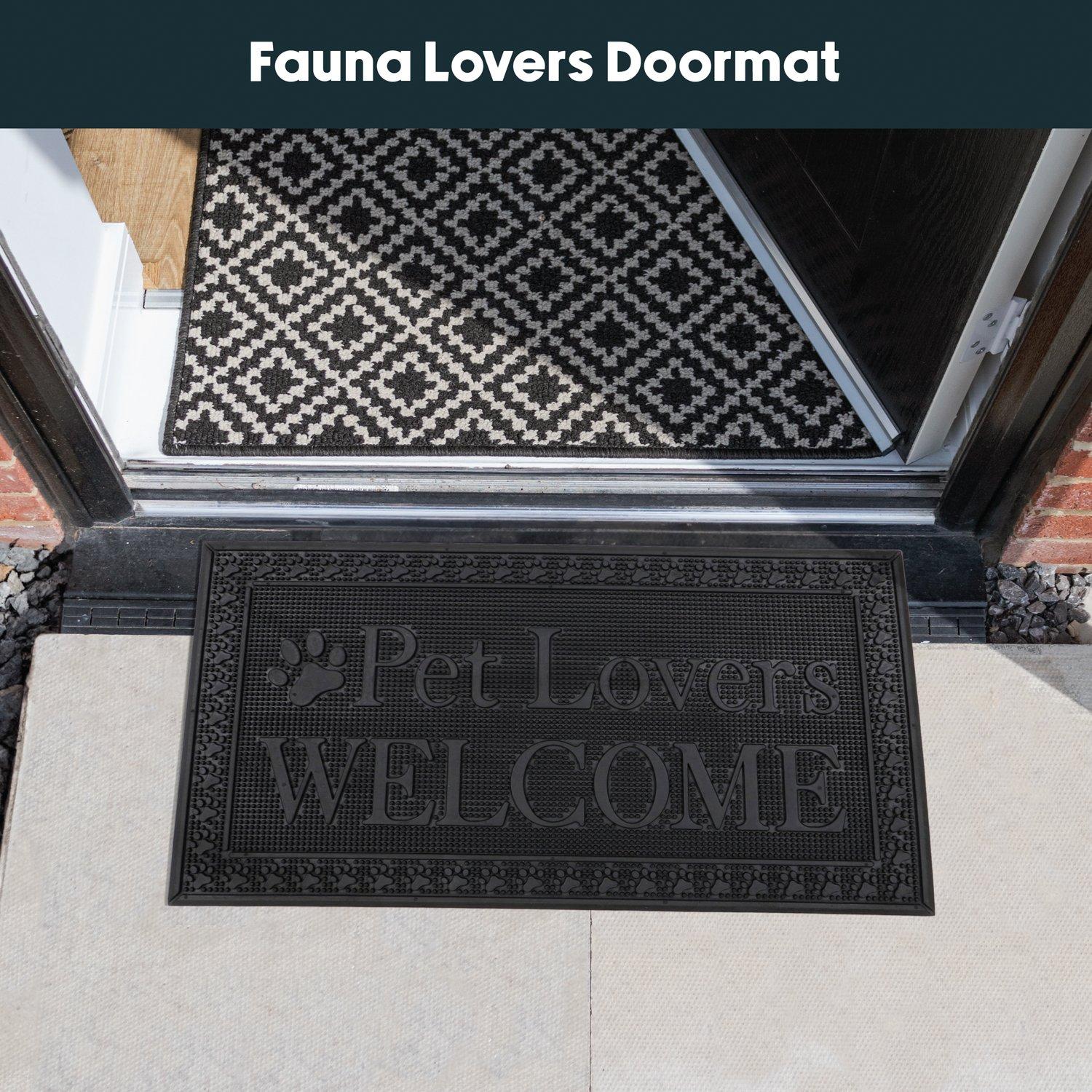 Black - JVL - Fauna Lovers Rubber Scraper Doormat - 7