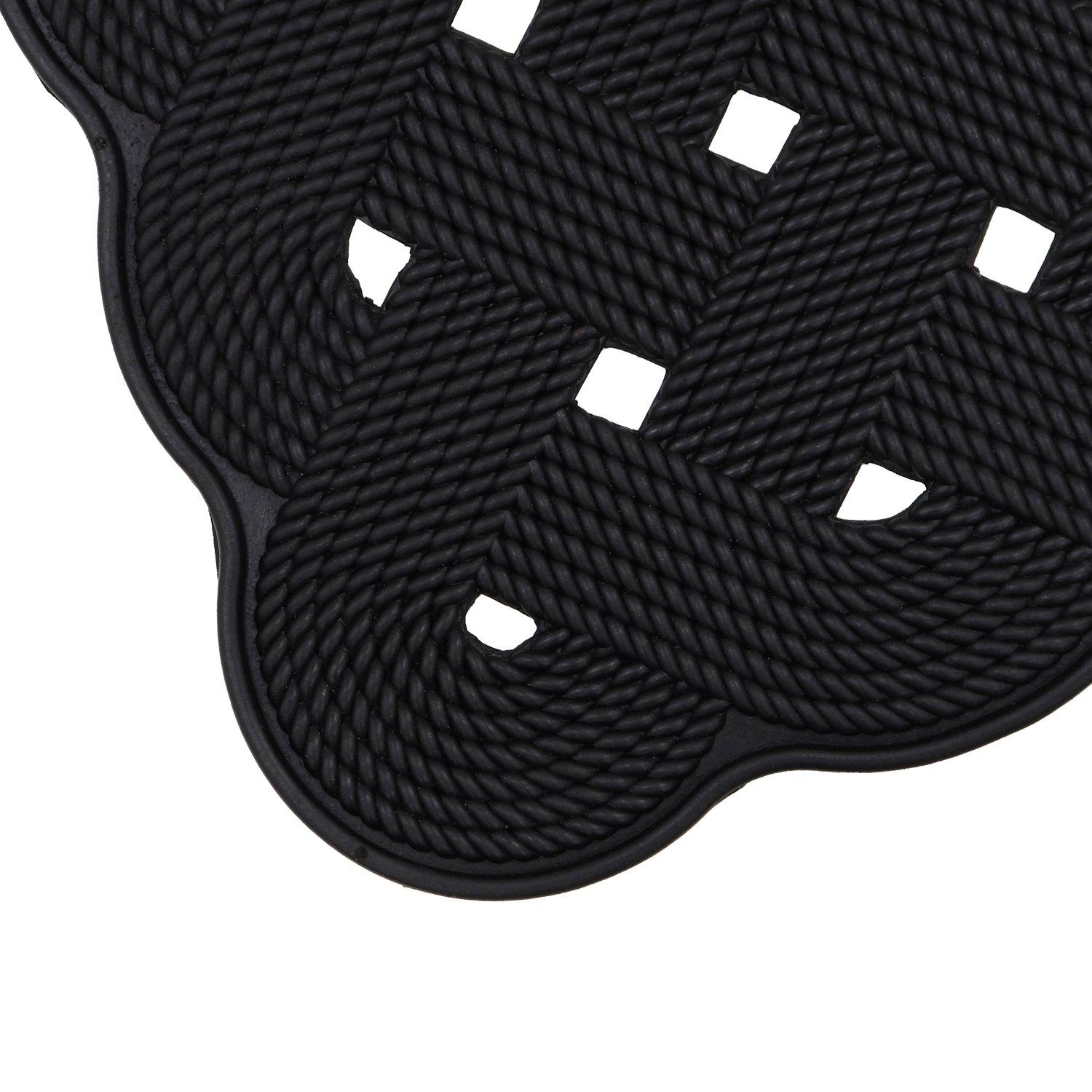 Black - JVL - Trellis Rubber Scraper Doormat - 2