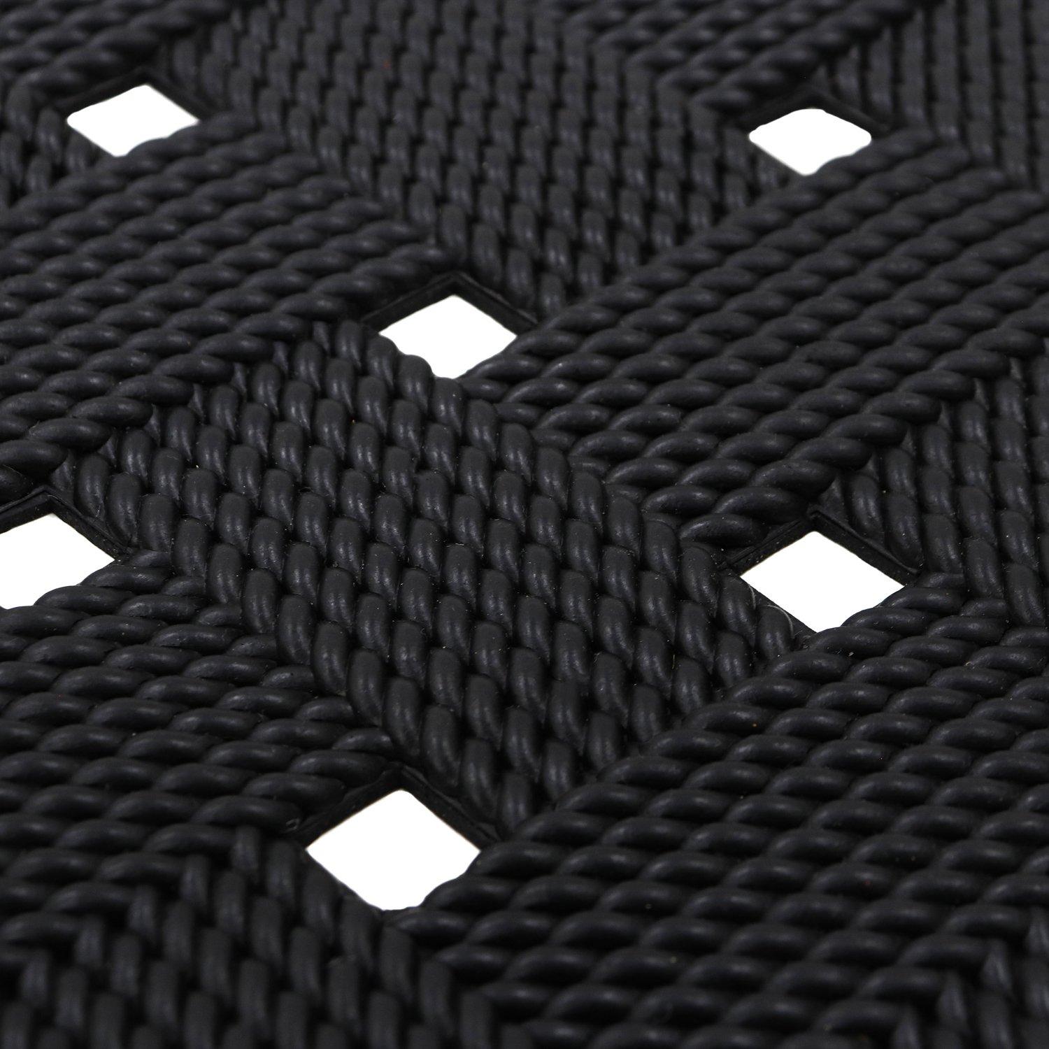 Black - JVL - Trellis Rubber Scraper Doormat - 4