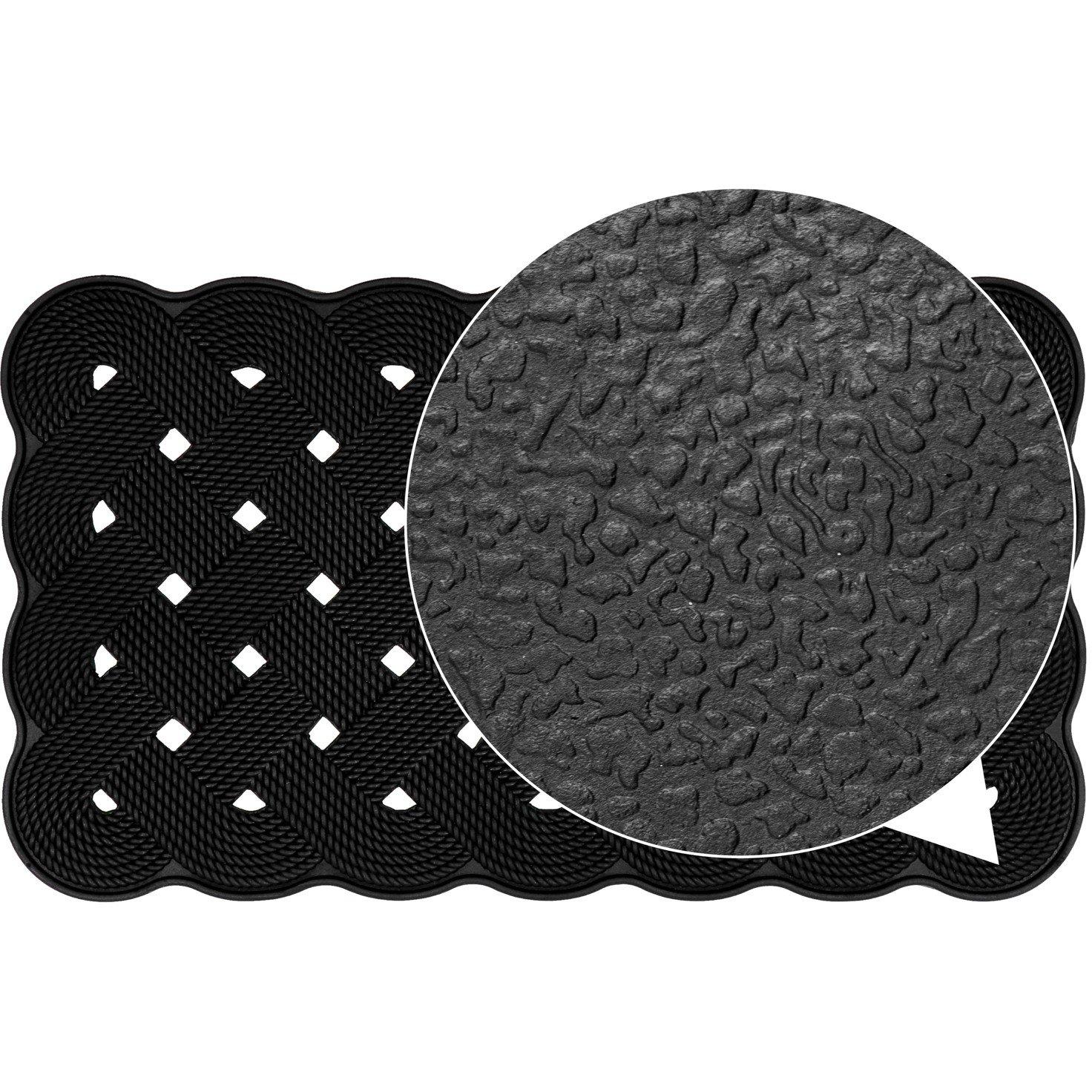 Black - JVL - Trellis Rubber Scraper Doormat - 5