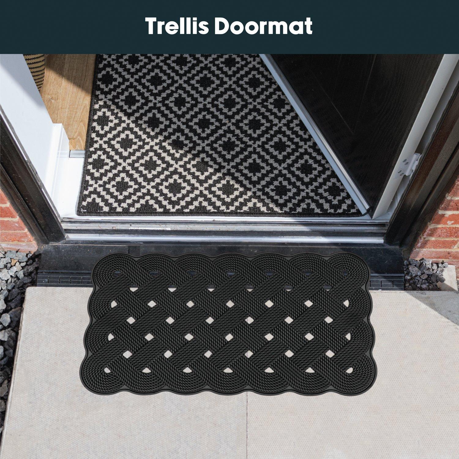 Black - JVL - Trellis Rubber Scraper Doormat - 7