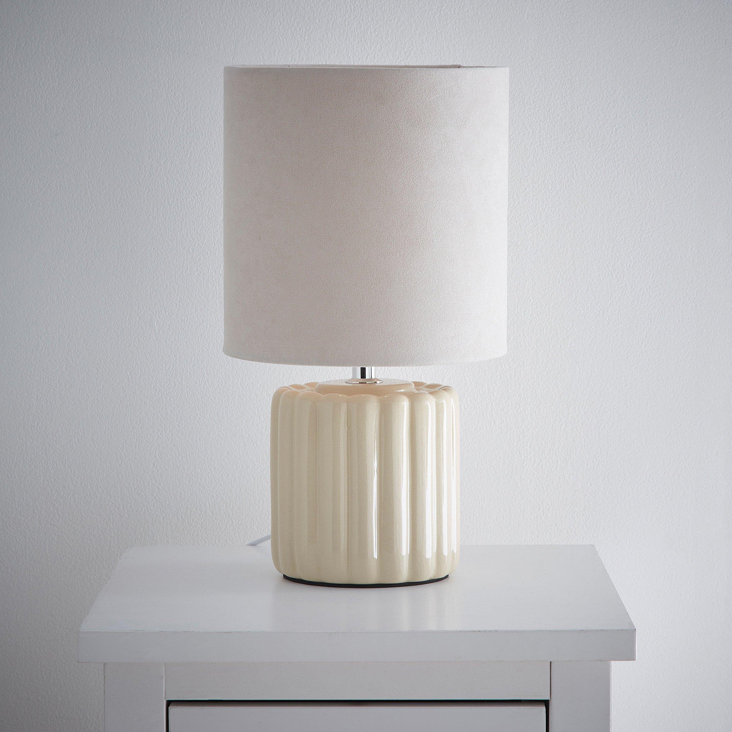 K Living  Zoe Ceramic Table Lamp With Matching Velvet Cream