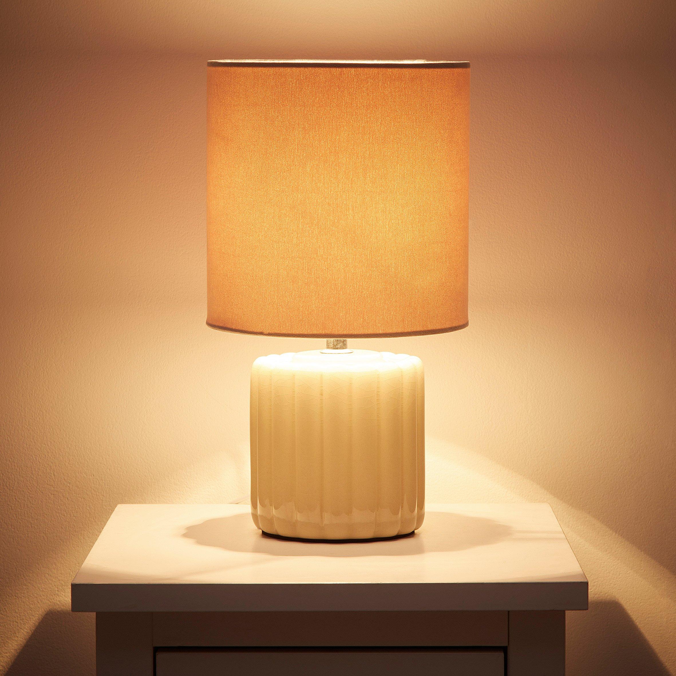 Cream - K Living - Zoe Cream Ceramic Table Lamp With Matching Velvet - 2