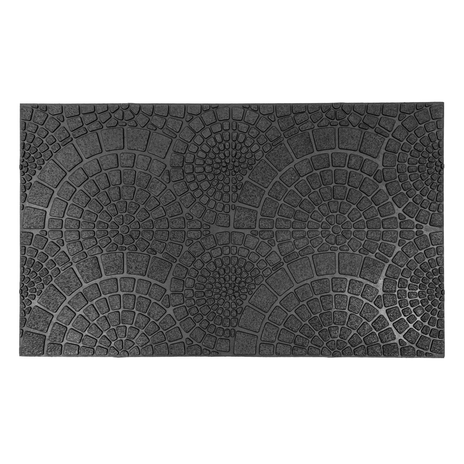 Black - JVL - Mosaic Rubber Scraper Doormat - 1