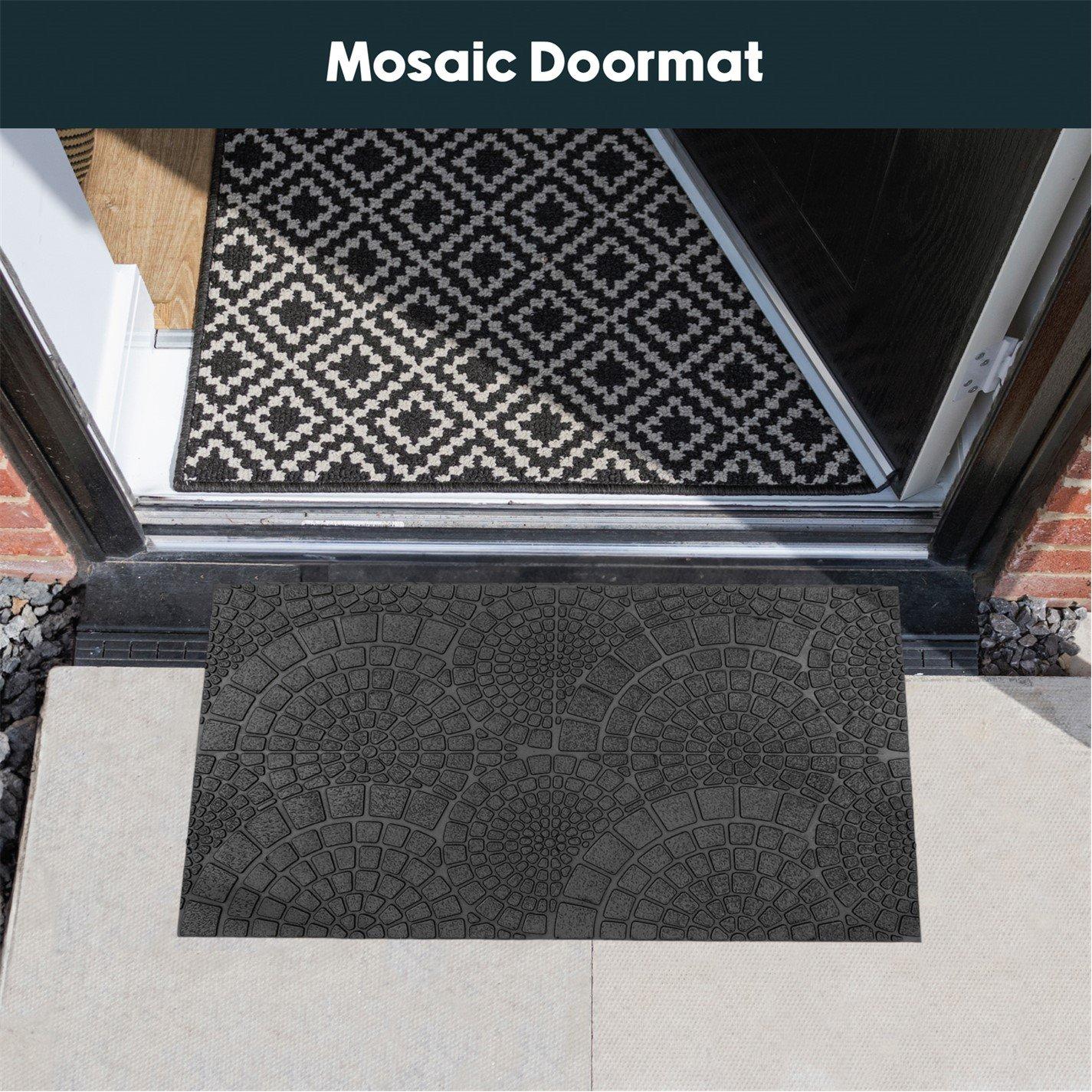Black - JVL - Mosaic Rubber Scraper Doormat - 1