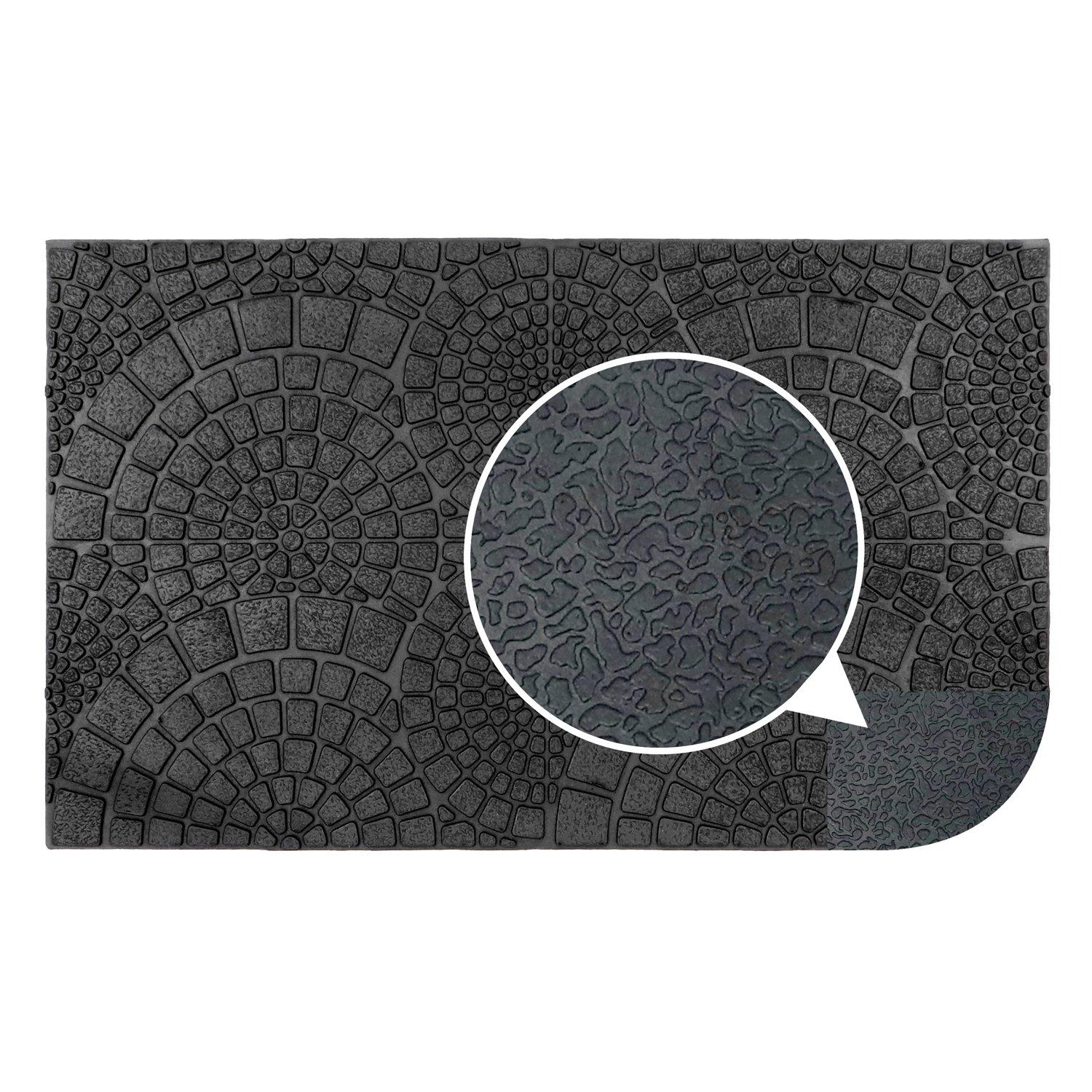 Black - JVL - Mosaic Rubber Scraper Doormat - 6
