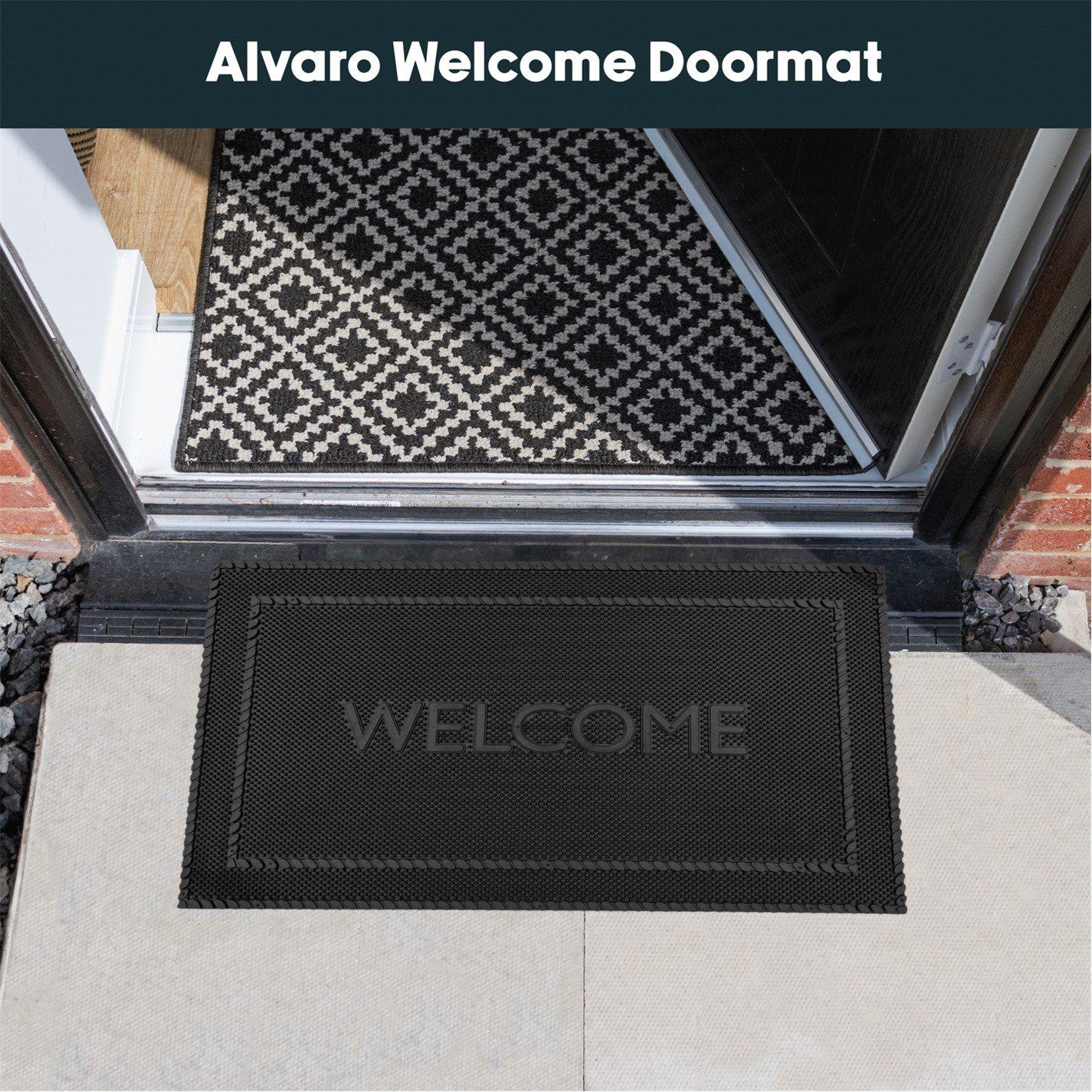 Black - JVL - Alvaro Welcome Rubber Scraper Doormat - 1
