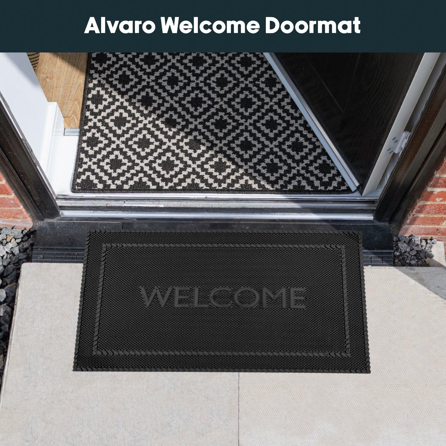 Black - JVL - Alvaro Welcome Rubber Scraper Doormat - 7