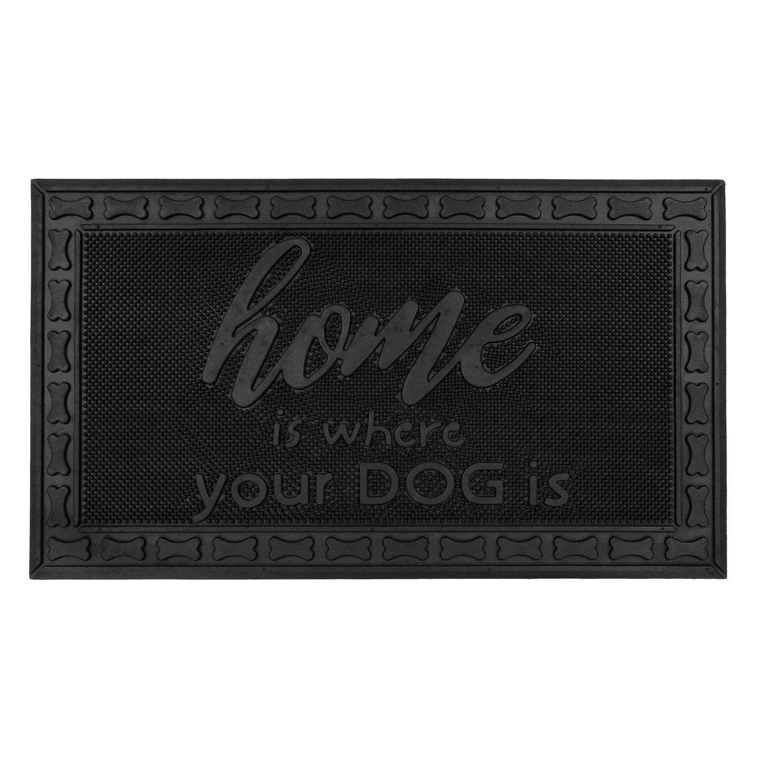 Black - JVL - Fauna Home Rubber Scraper Doormat - 1