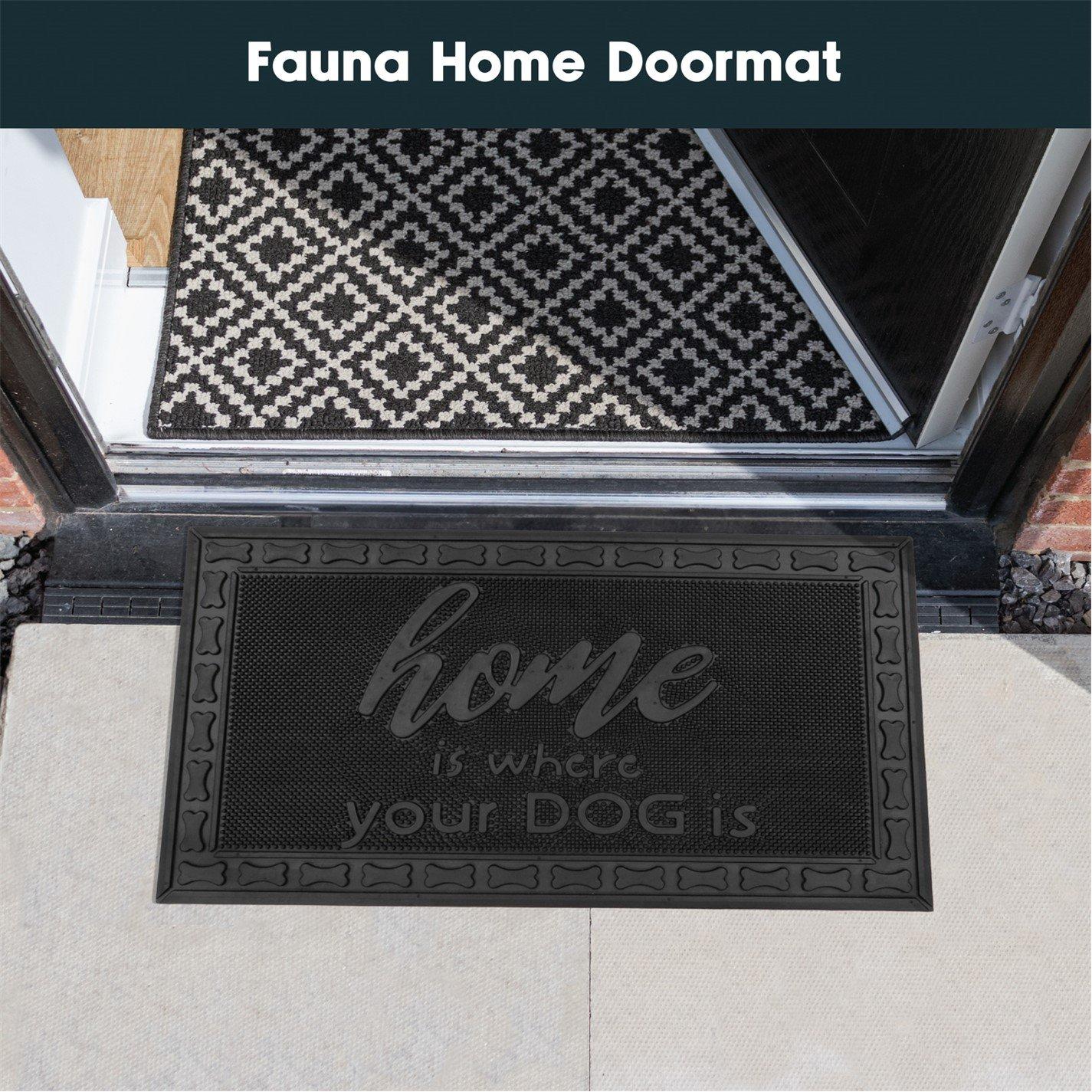 Black - JVL - Fauna Home Rubber Scraper Doormat - 1