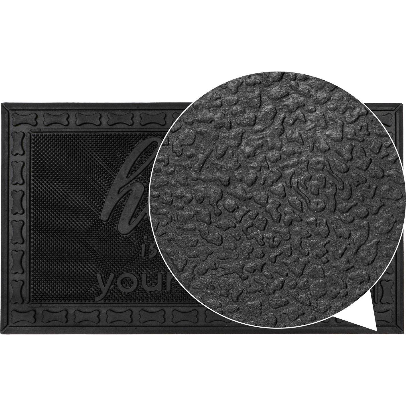 Black - JVL - Fauna Home Rubber Scraper Doormat - 6
