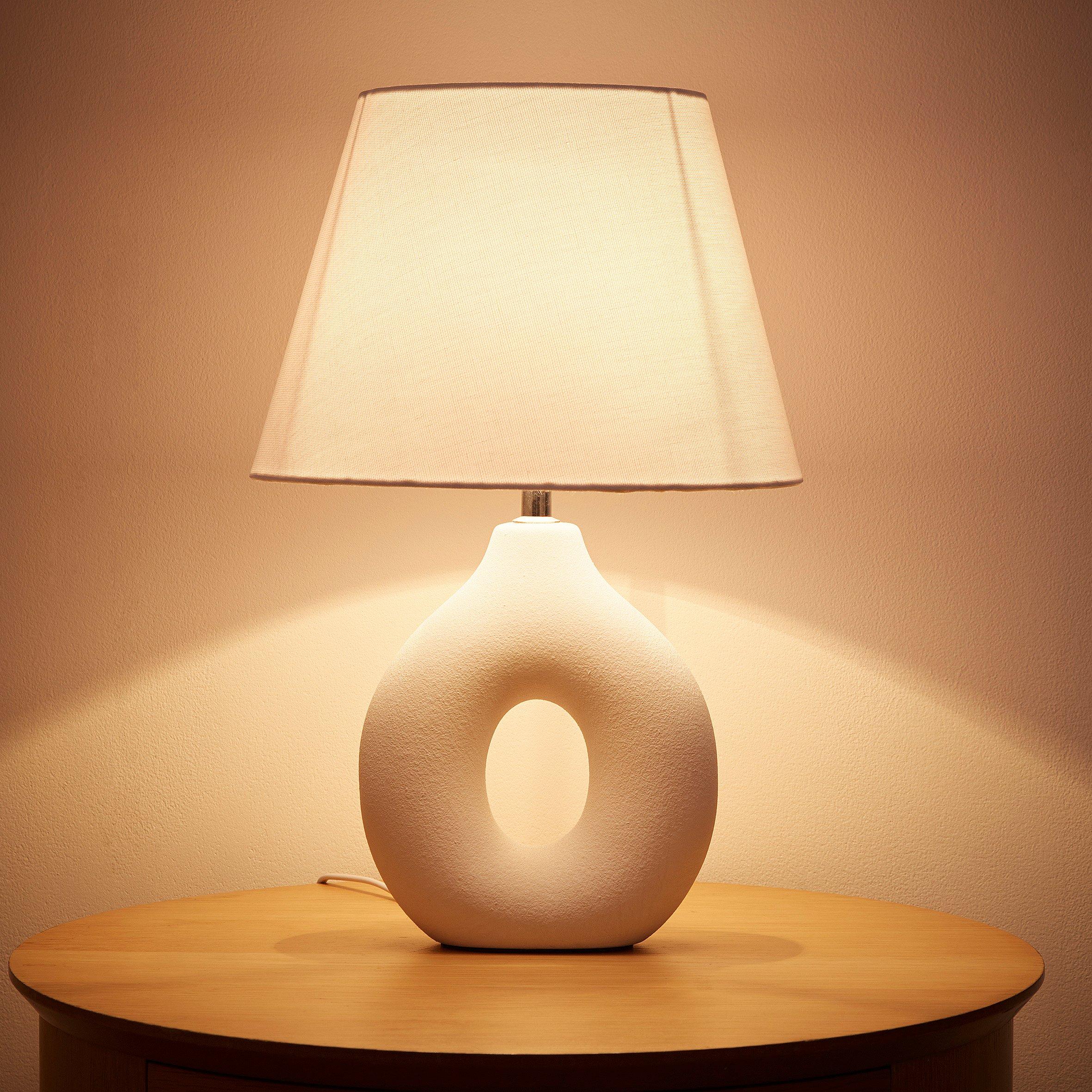 White - K Living - Grace Ceramic Table Lamp With White Shade - 2