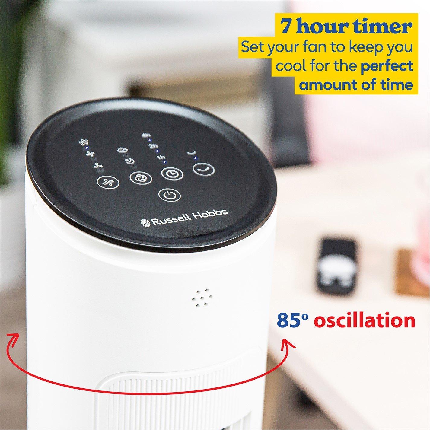 White - Russell Hobbs - RHTWR3S Premium Tower Fan in White - 3