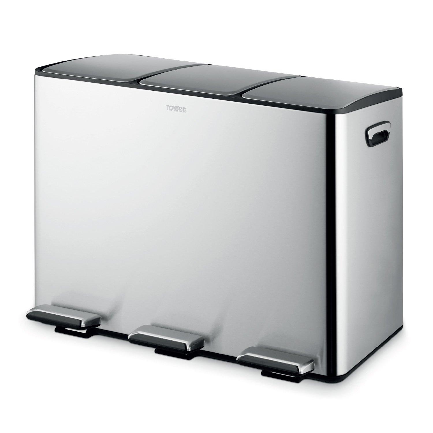 Stainless Steel - Tower - 45L Recycling Pedal Bin - 1