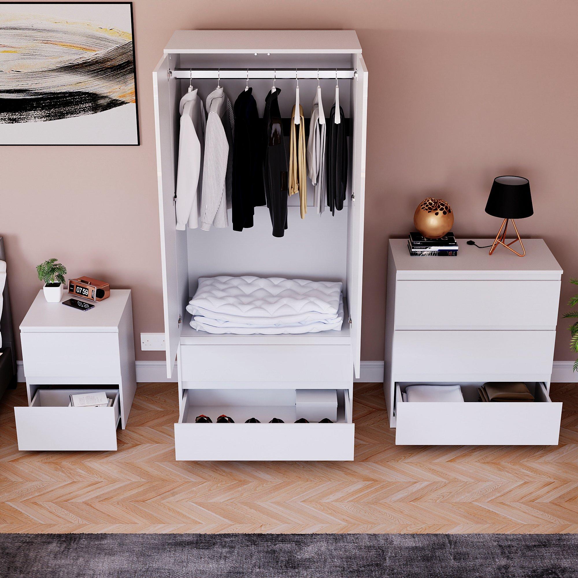 White - Lassic - Vida Designs Glinton Gloss 3 Piece Bedroom Set 1 - 2