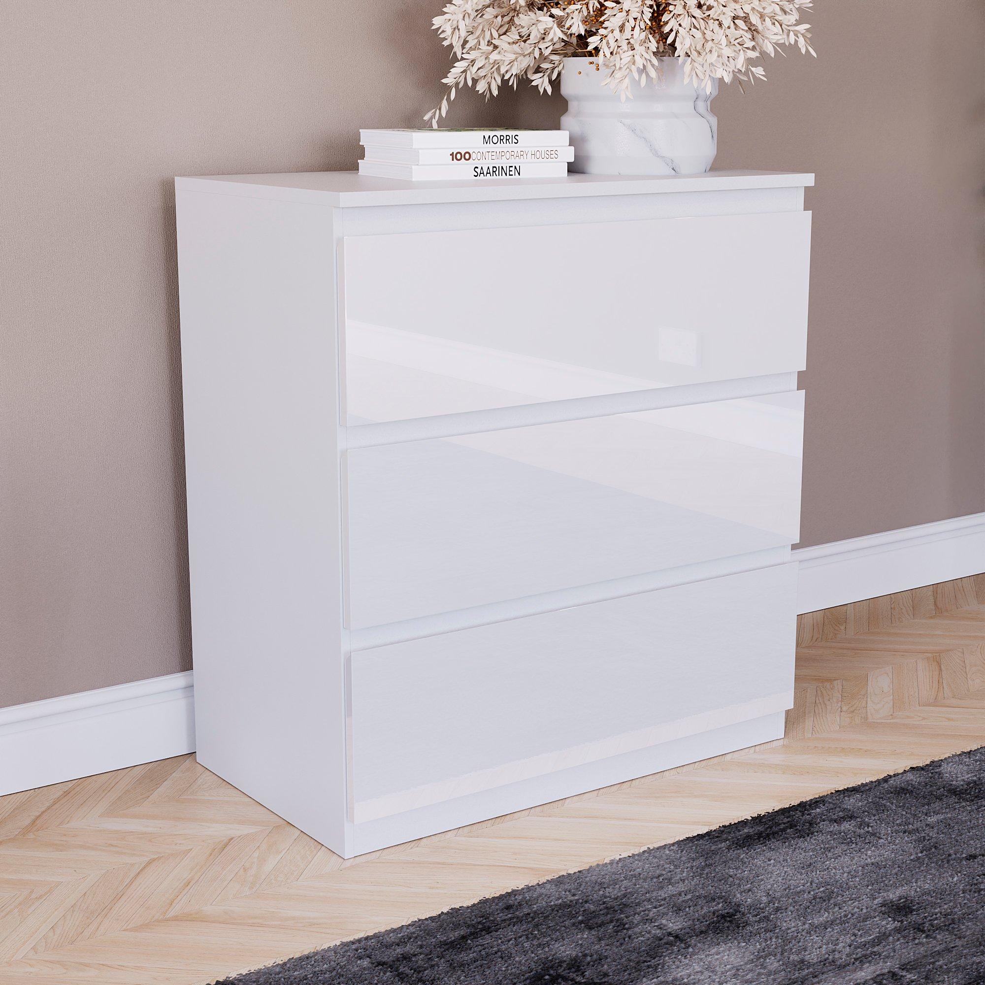 White - Lassic - Vida Designs Glinton Gloss 3 Piece Bedroom Set 1 - 6