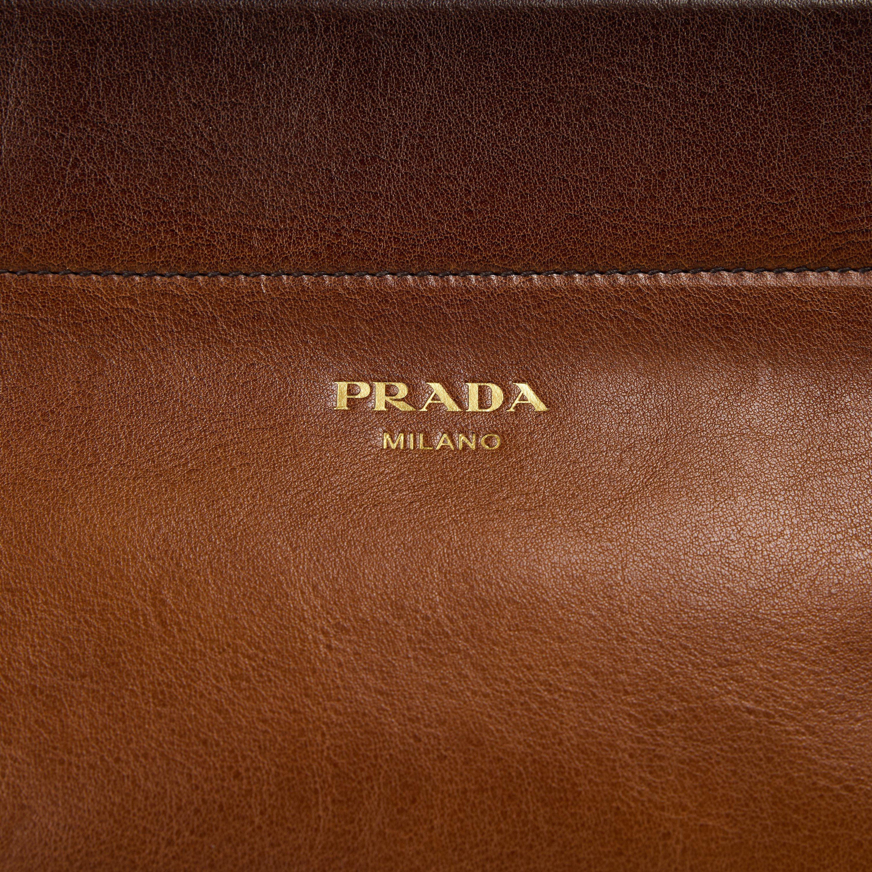Cognac - Prada - Women's Multi Buckle Top Handle Bag - 4