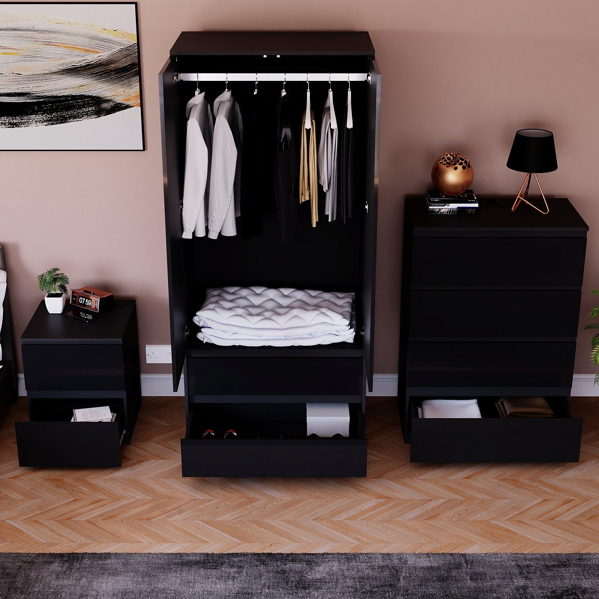 Black - Lassic - Vida Designs Glinton Gloss 3 Piece Bedroom Set 2 - 2