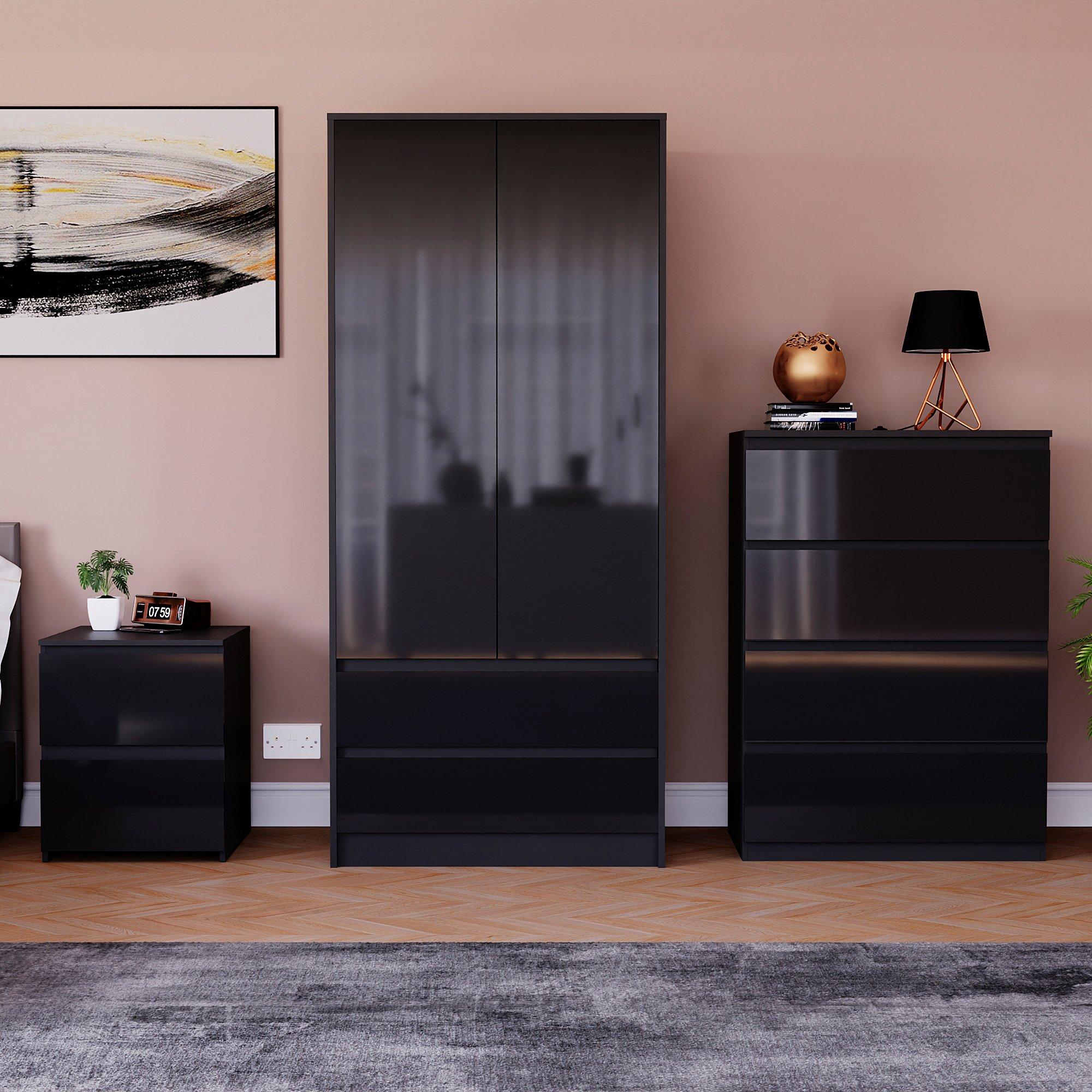 Black - Lassic - Vida Designs Glinton Gloss 3 Piece Bedroom Set 2 - 3