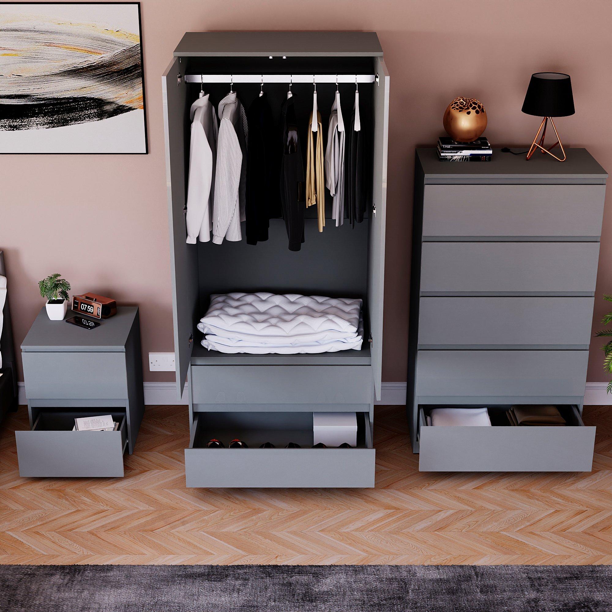 Grey - Lassic - Vida Designs Glinton Gloss 3 Piece Bedroom Set 3 - 2