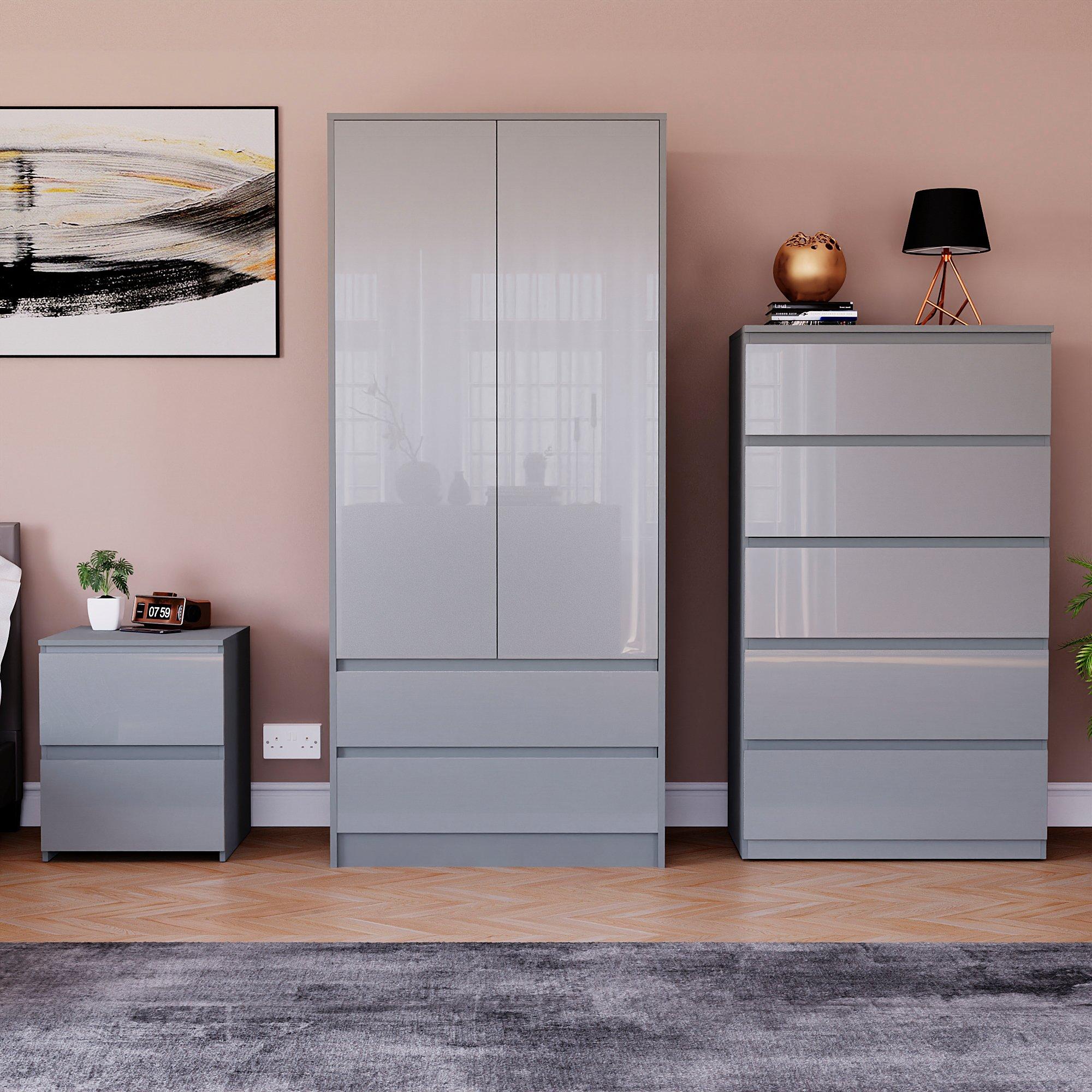 Grey - Lassic - Vida Designs Glinton Gloss 3 Piece Bedroom Set 3 - 3