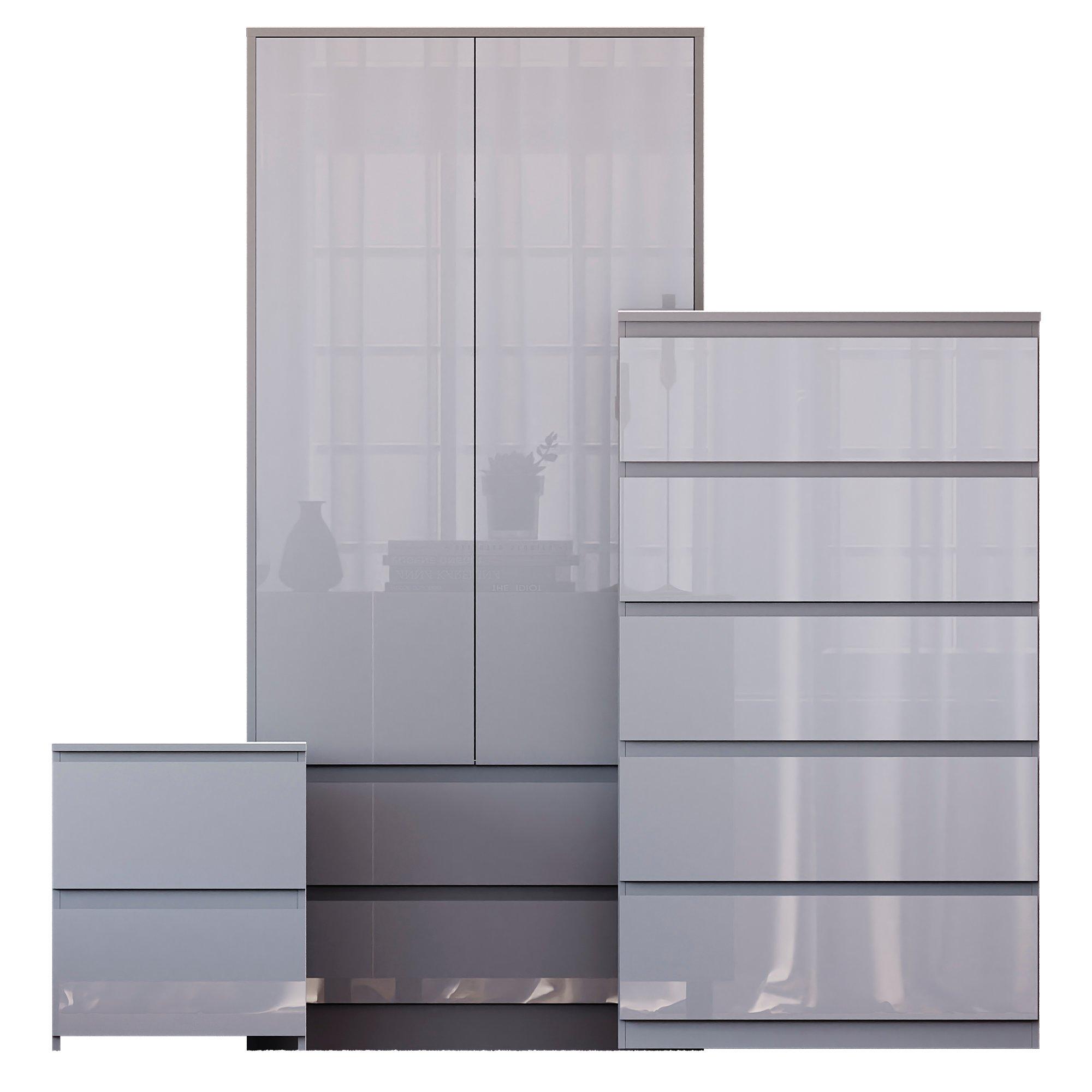 Grey - Lassic - Vida Designs Glinton Gloss 3 Piece Bedroom Set 3 - 10