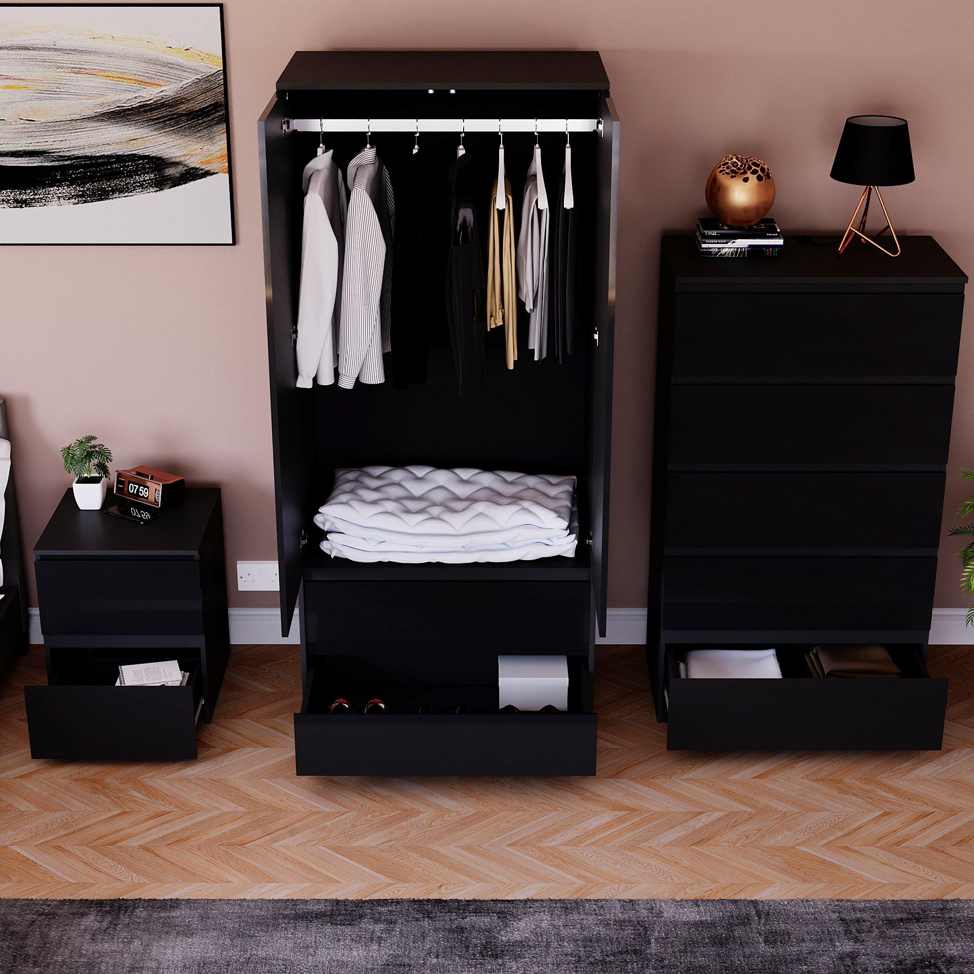 Black - Lassic - Vida Designs Glinton Gloss 3 Piece Bedroom Set 3 - 2