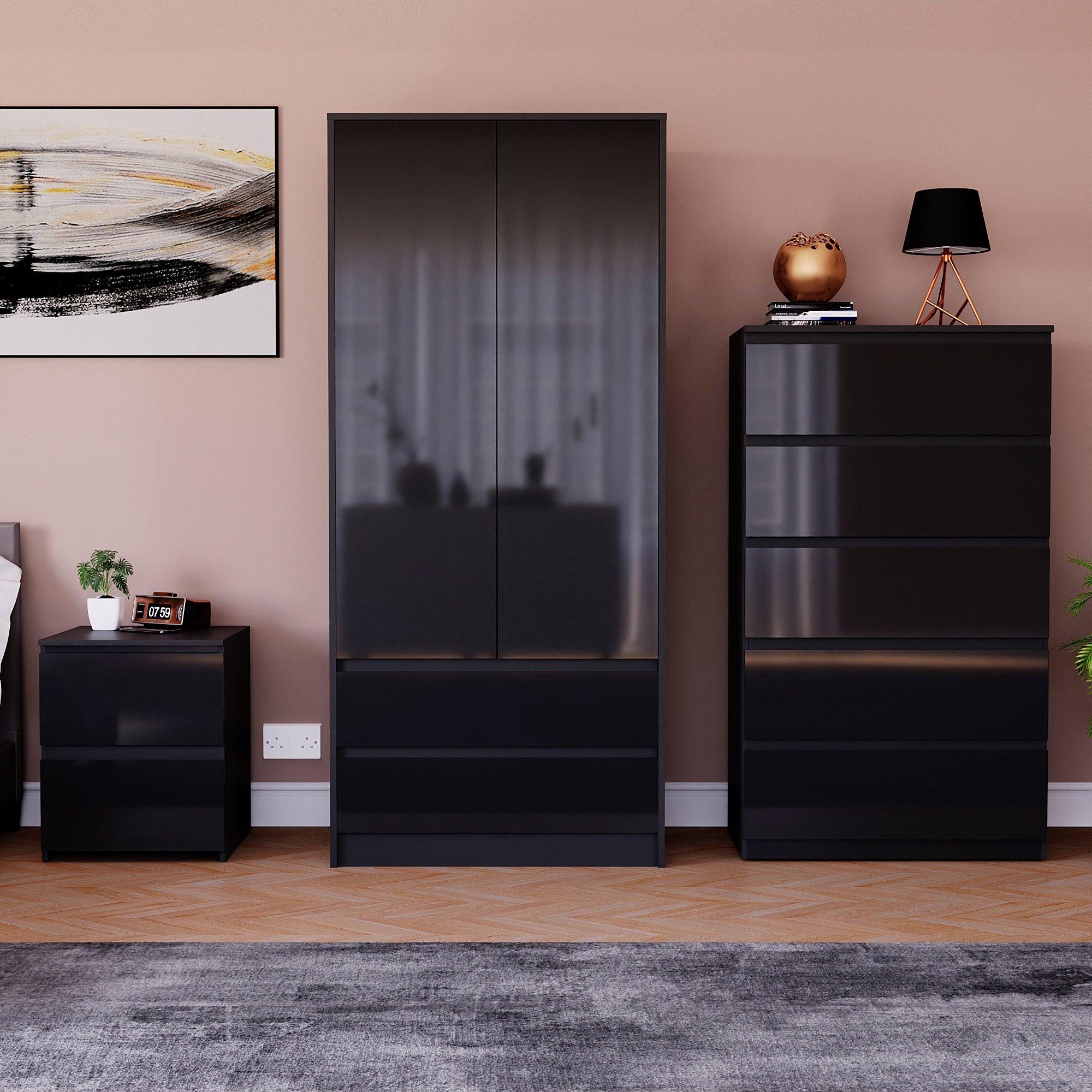 Black - Lassic - Vida Designs Glinton Gloss 3 Piece Bedroom Set 3 - 3
