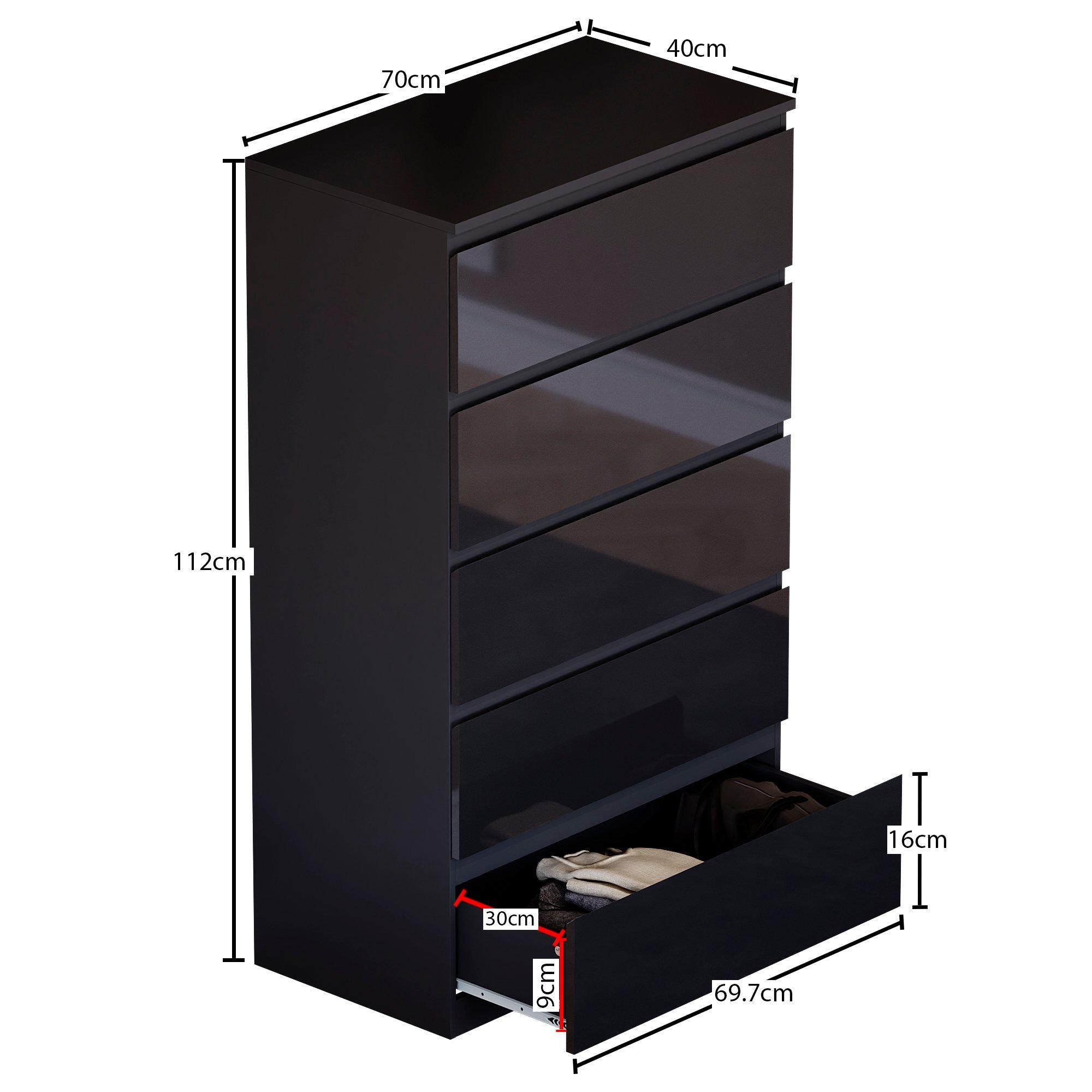 Black - Lassic - Vida Designs Glinton Gloss 3 Piece Bedroom Set 3 - 7