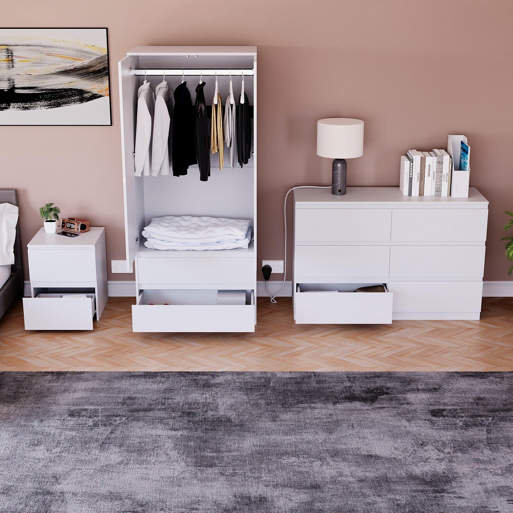 White - Lassic - Vida Designs Glinton Gloss 3 Piece Bedroom Set 4 - 2