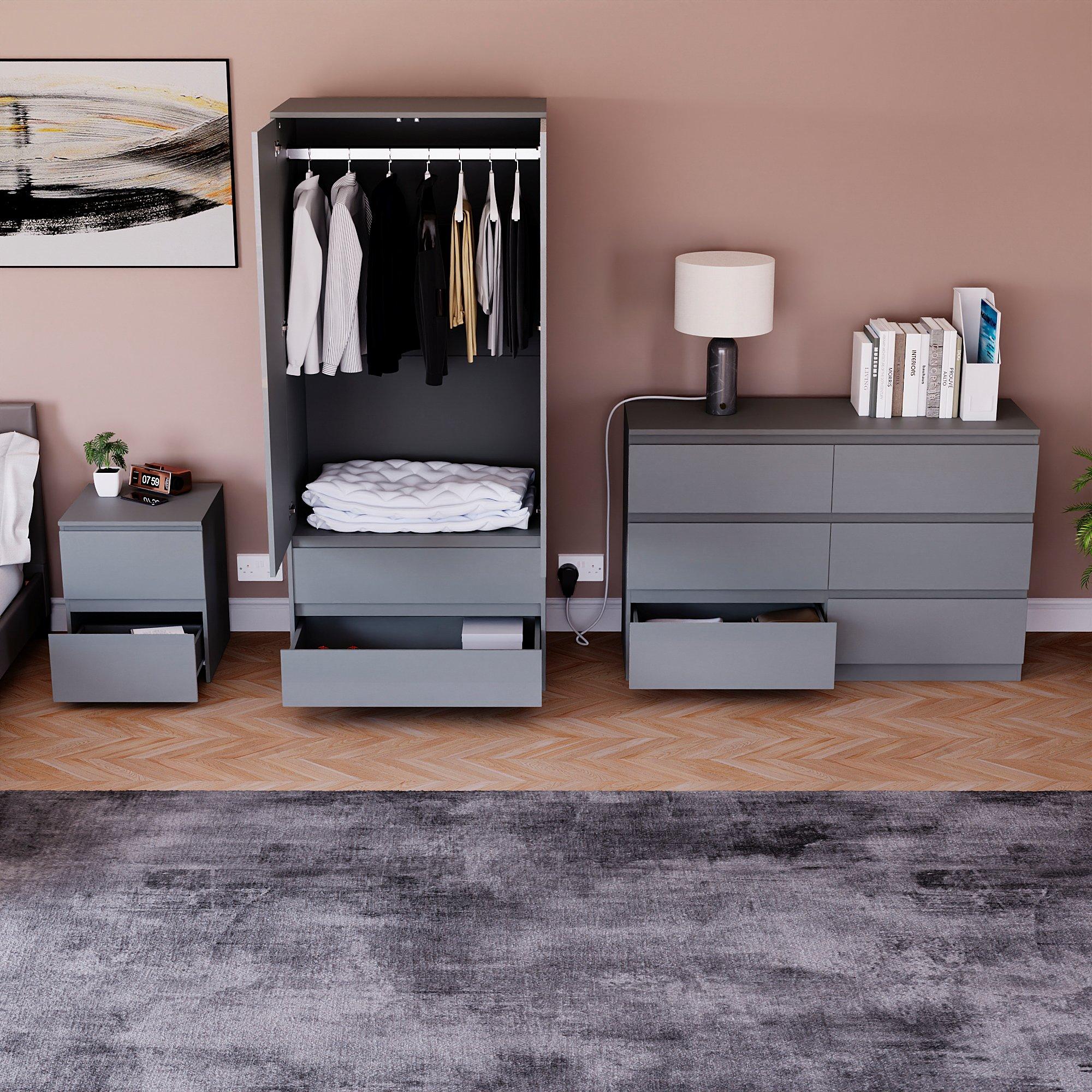 Grey - Lassic - Vida Designs Glinton Gloss 3 Piece Bedroom Set 4 - 2