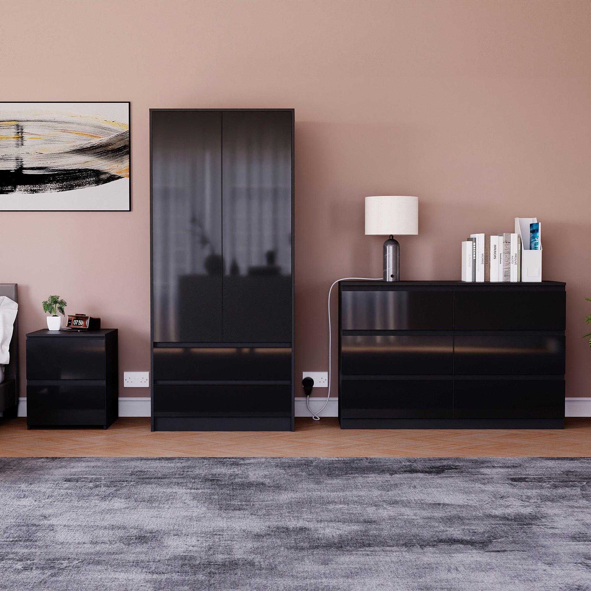 Black - Lassic - Vida Designs Glinton Gloss 3 Piece Bedroom Set 4 - 3