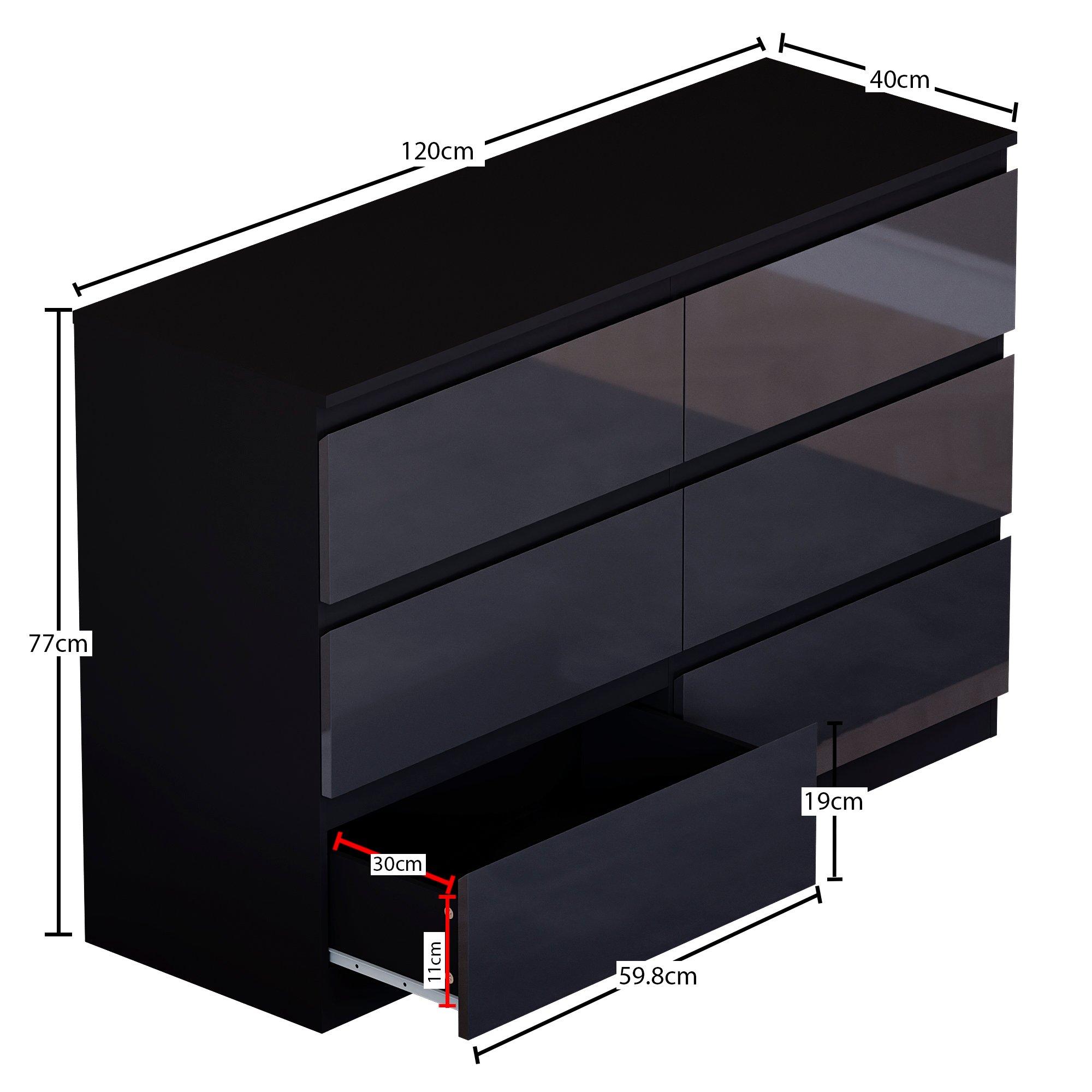 Black - Lassic - Vida Designs Glinton Gloss 3 Piece Bedroom Set 4 - 6