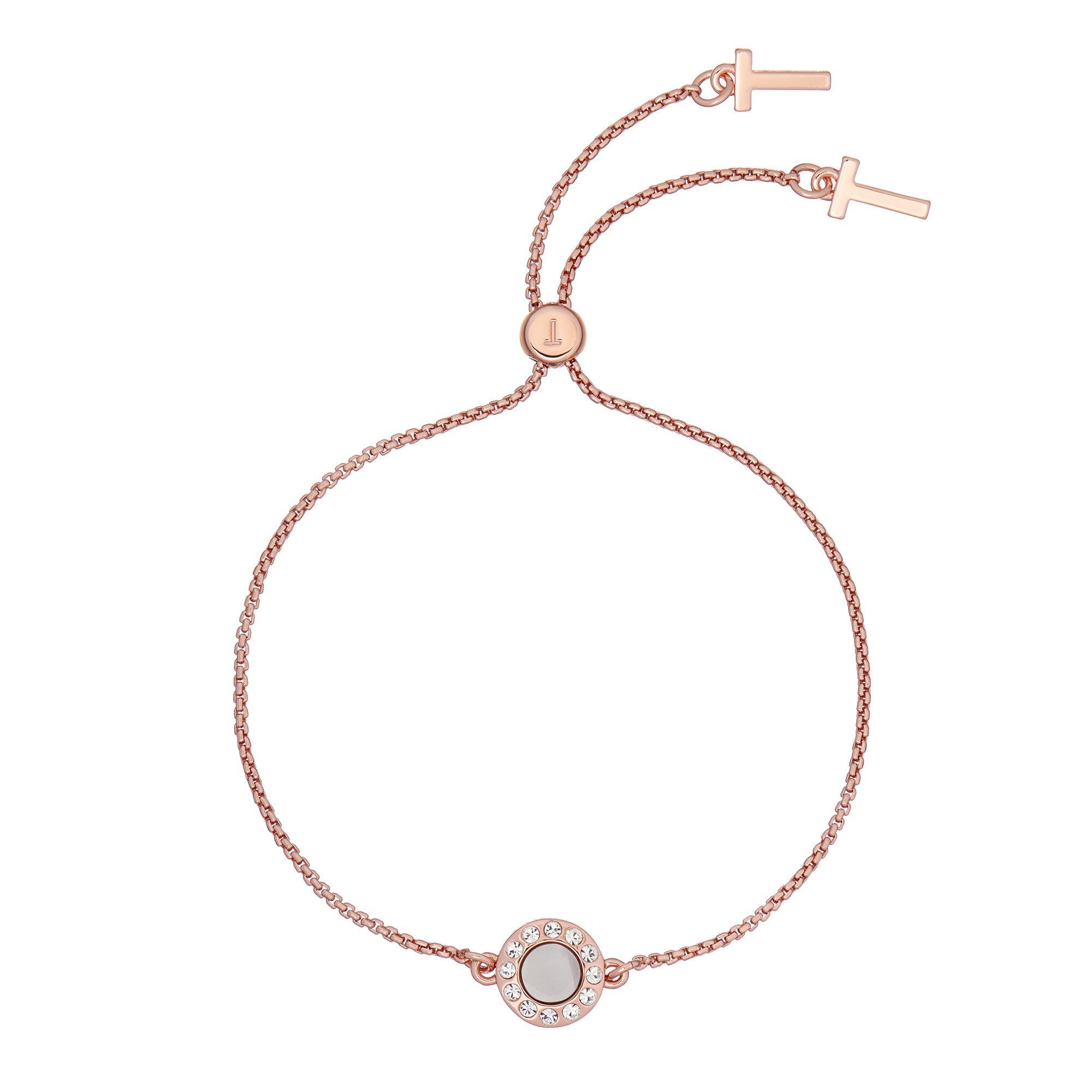 Pink Gold/Cryst - Ted Baker - GISELO Gem Button Adjustable Bracelet For Women - 1