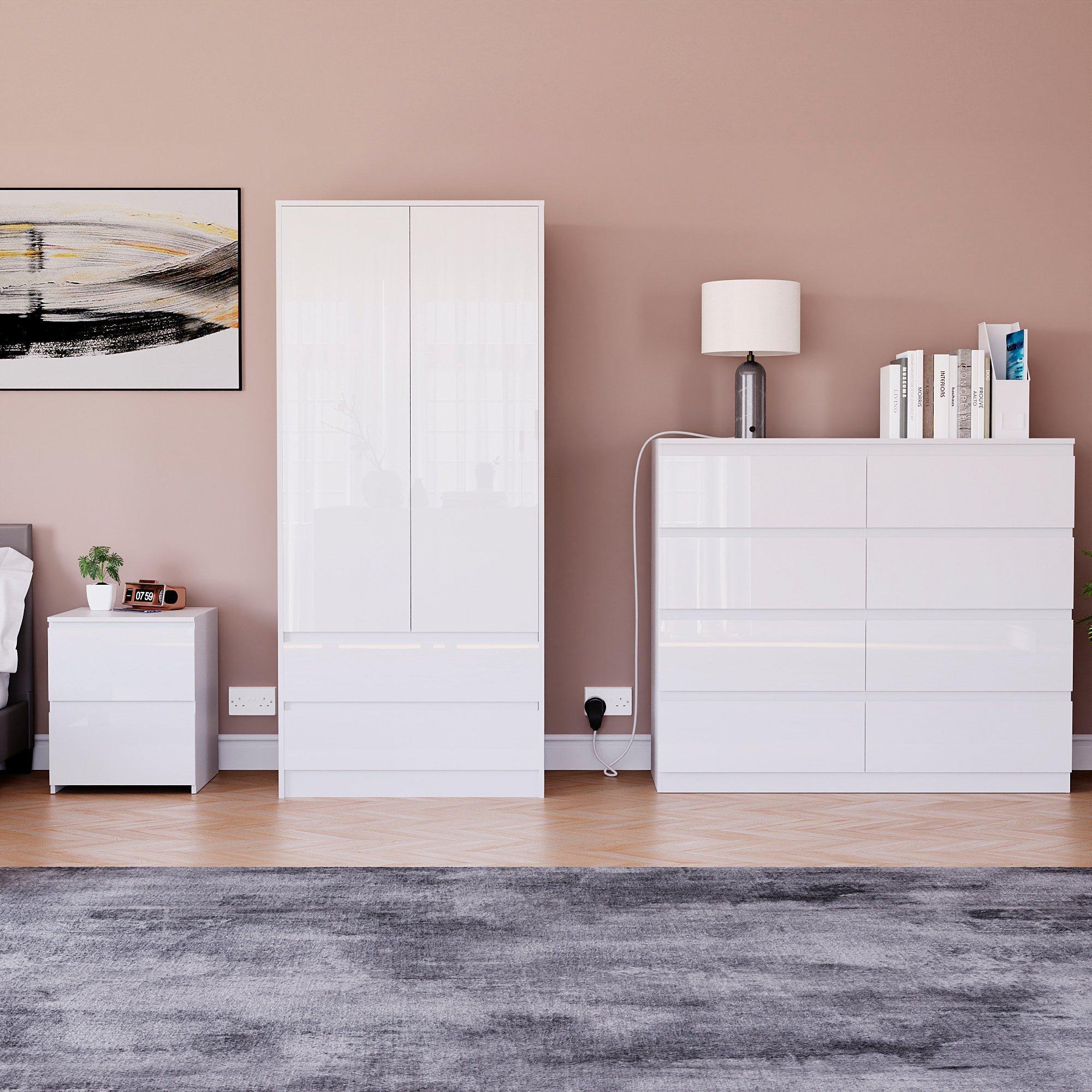 White - Lassic - Vida Designs Glinton Gloss 3 Piece Bedroom Set 5 - 3