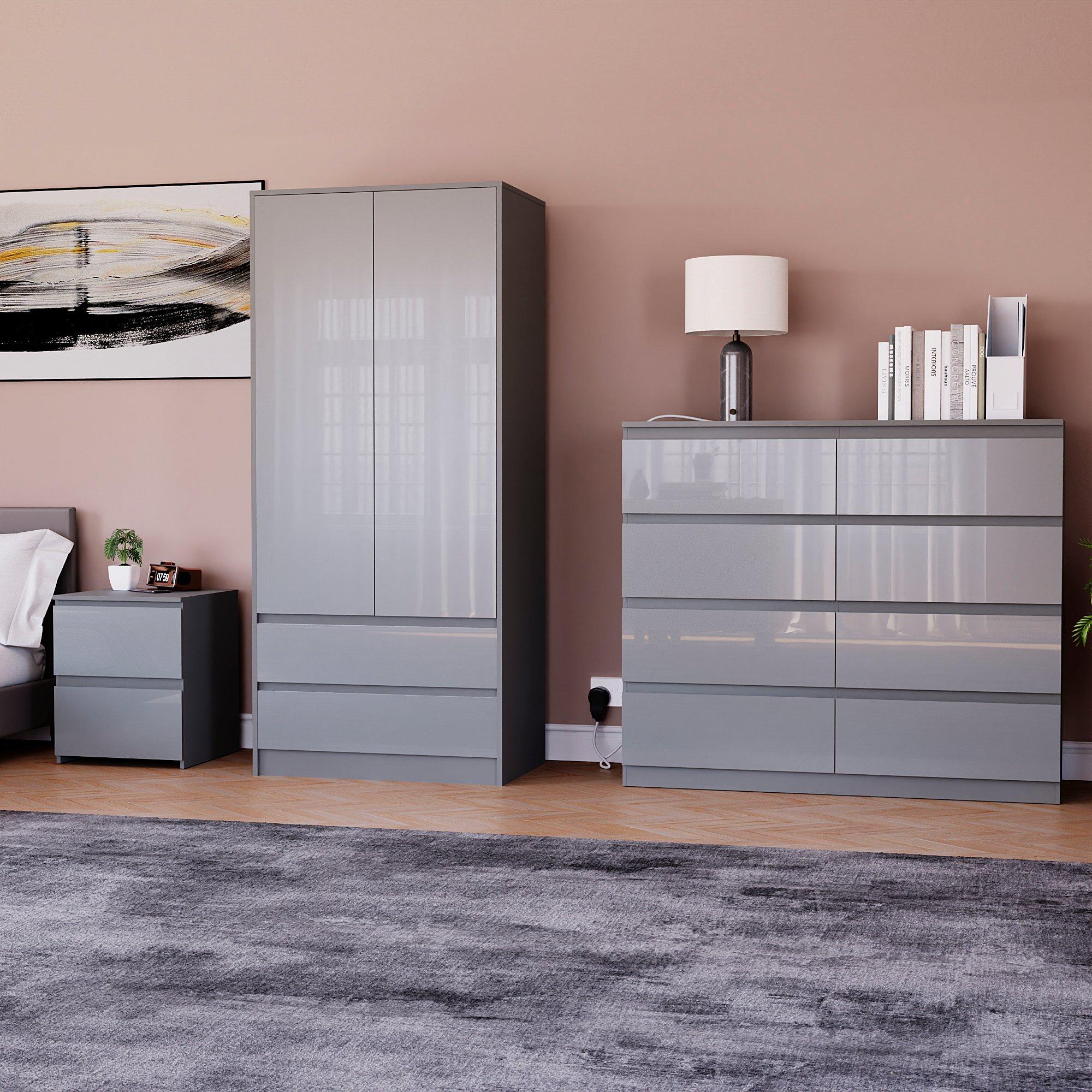 Grey - Lassic - Vida Designs Glinton Gloss 3 Piece Bedroom Set 5 - 1