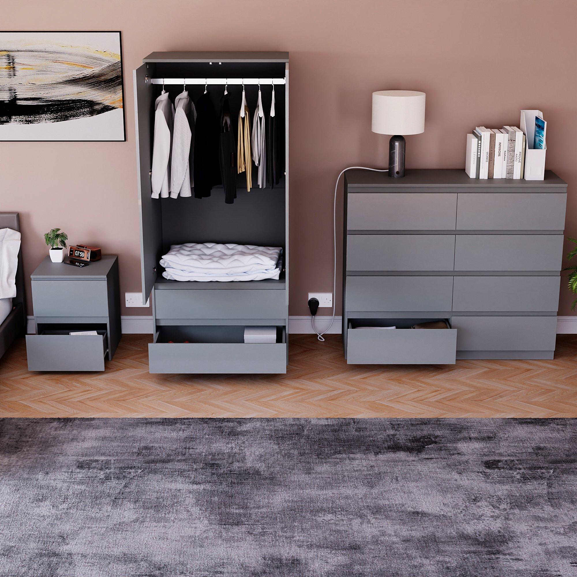 Grey - Lassic - Vida Designs Glinton Gloss 3 Piece Bedroom Set 5 - 2