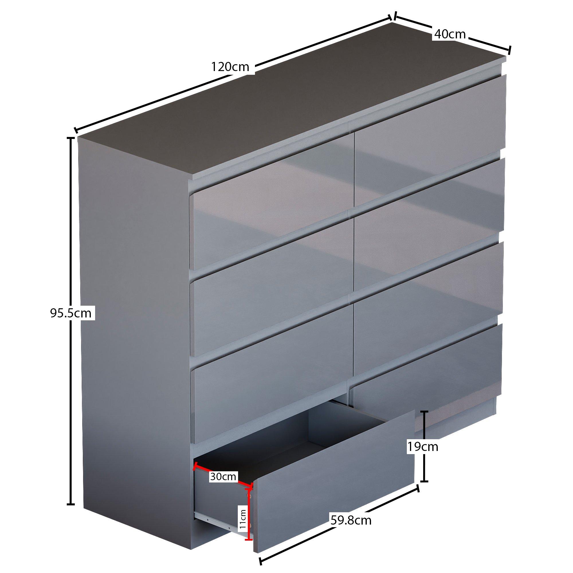 Grey - Lassic - Vida Designs Glinton Gloss 3 Piece Bedroom Set 5 - 7