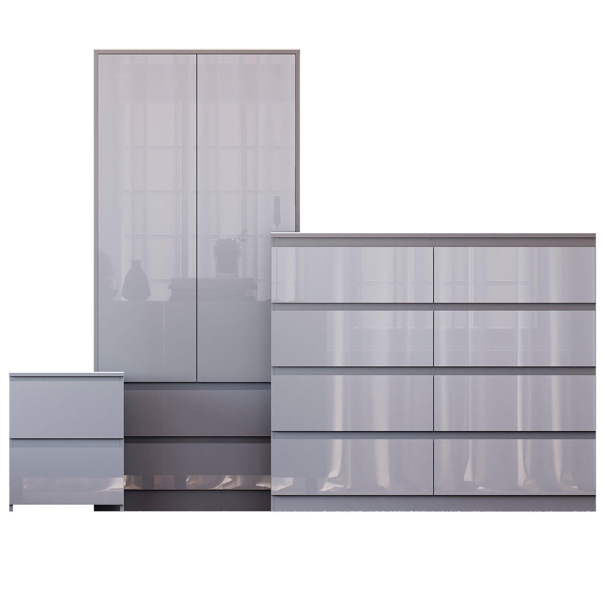 Grey - Lassic - Vida Designs Glinton Gloss 3 Piece Bedroom Set 5 - 10