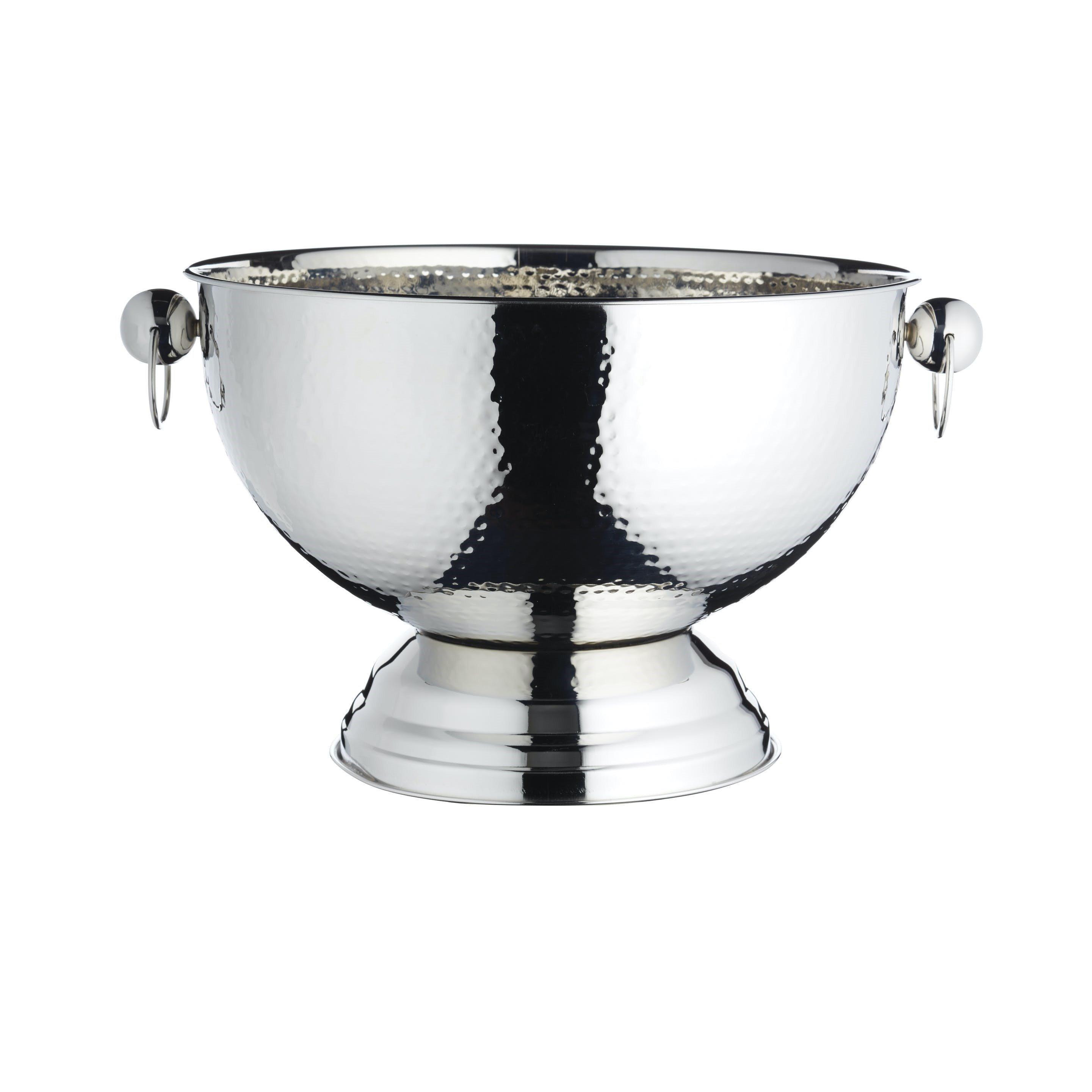 Barcraft  Hammered Stainless Steel Champagne Bowl - Silver - 42cm