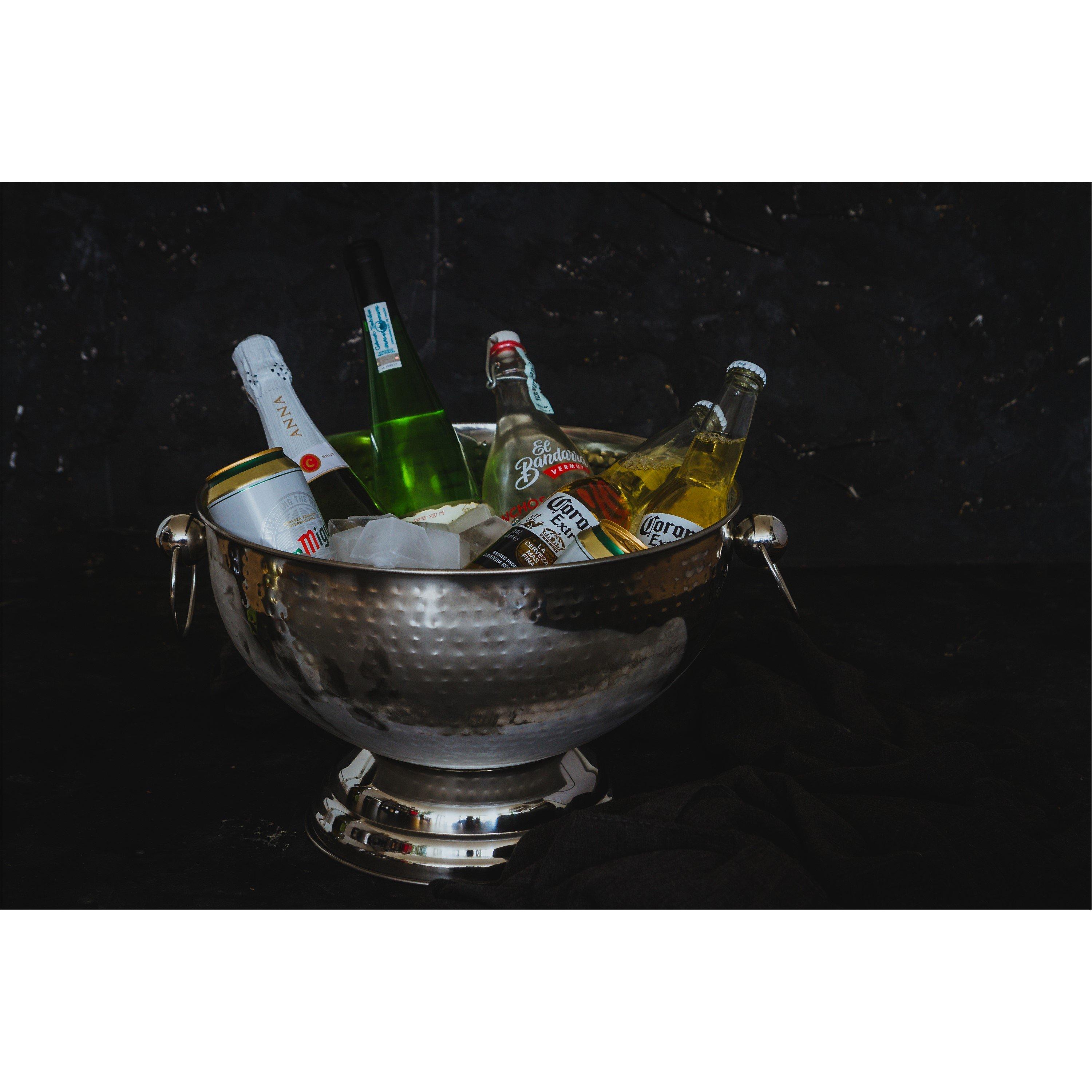 Silver - BarCraft - BarCraft Hammered Stainless Steel Champagne Bowl - 2